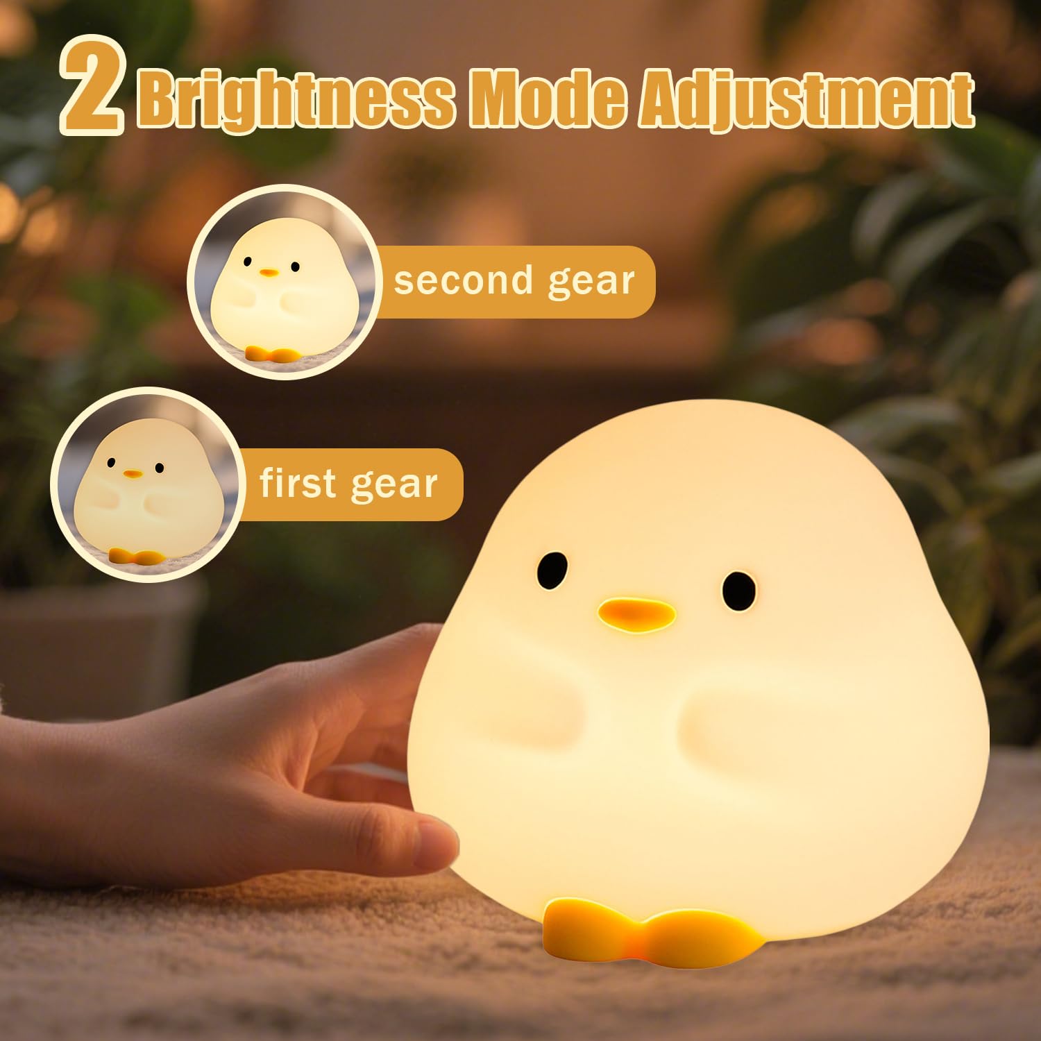 Daixinde DuDu Duck night light with touch control makes brightness easy for parents.