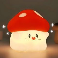 Daixinde mushroom silicone lamp front view, soothing night light for nurseries and desks.