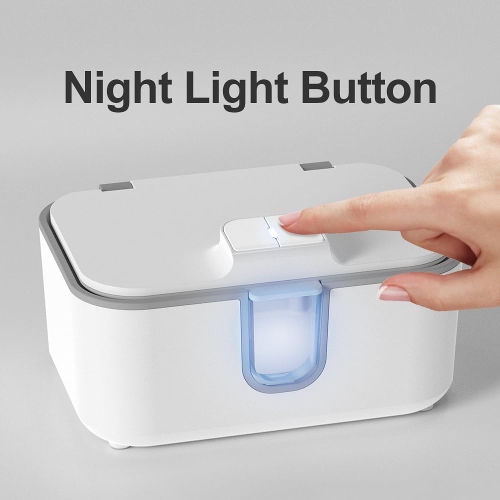 Dakong Wet Wipes Heater night-light glow supports nighttime diaper changes.