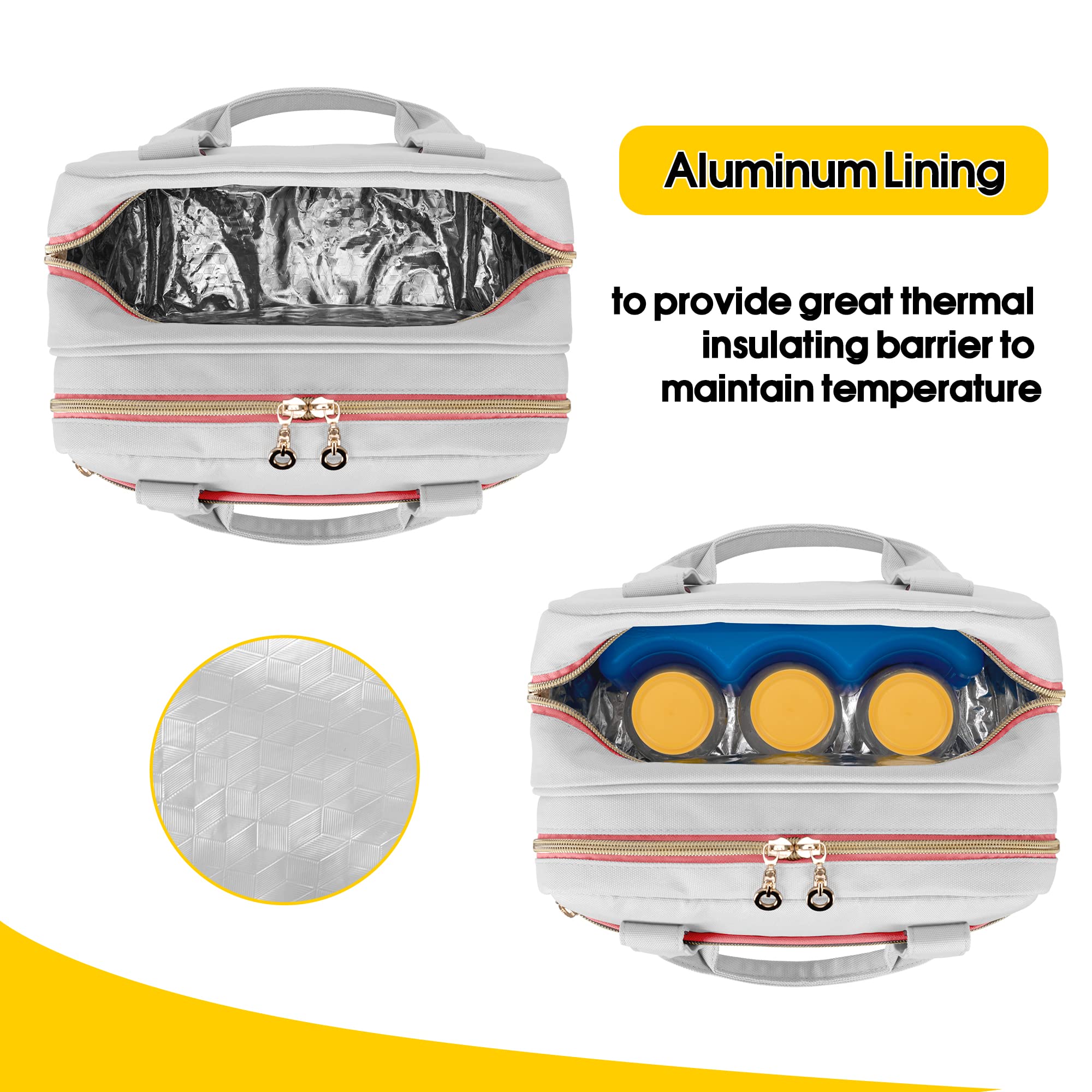 Damero bag with aluminum foil lining supports milk-temperature-friendly storage on the go.