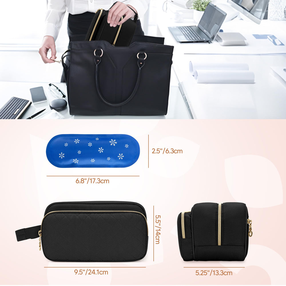 Damero Breastmilk Cooler Bag capacity demonstration shows space for milk bags or bottles.