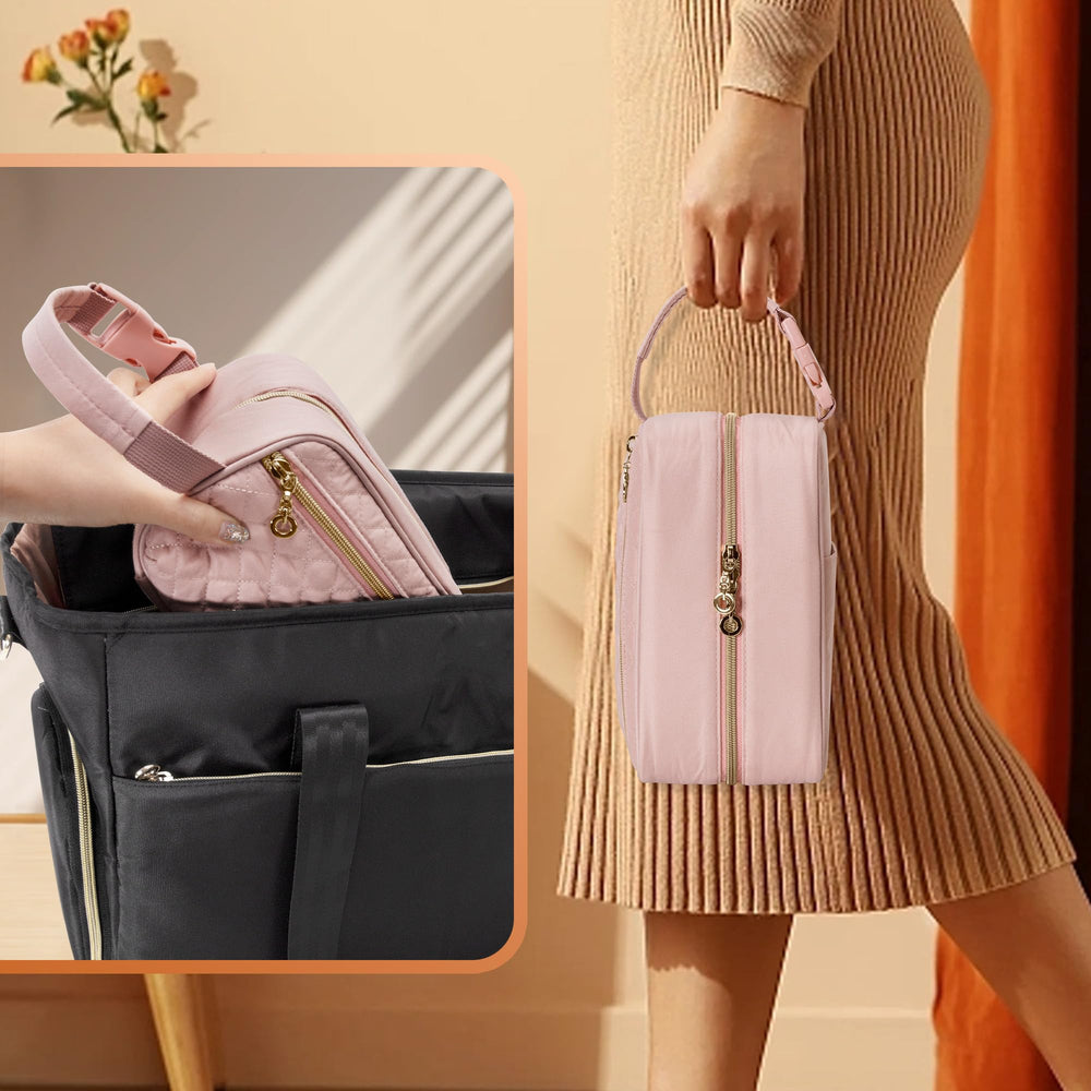 Damero breastmilk cooler bag in pink suited for daycare trips and travel.