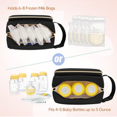 Damero Breastmilk Cooler Bag dual-pocket layout keeps milk bags organized for travel.