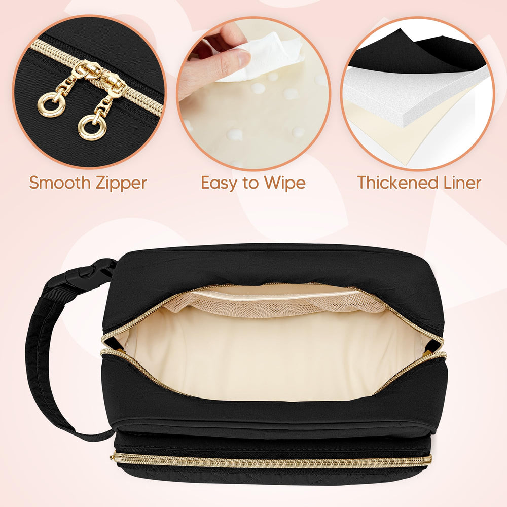 Damero Breastmilk Cooler Bag interior reveals dual pockets for bags and bottles.