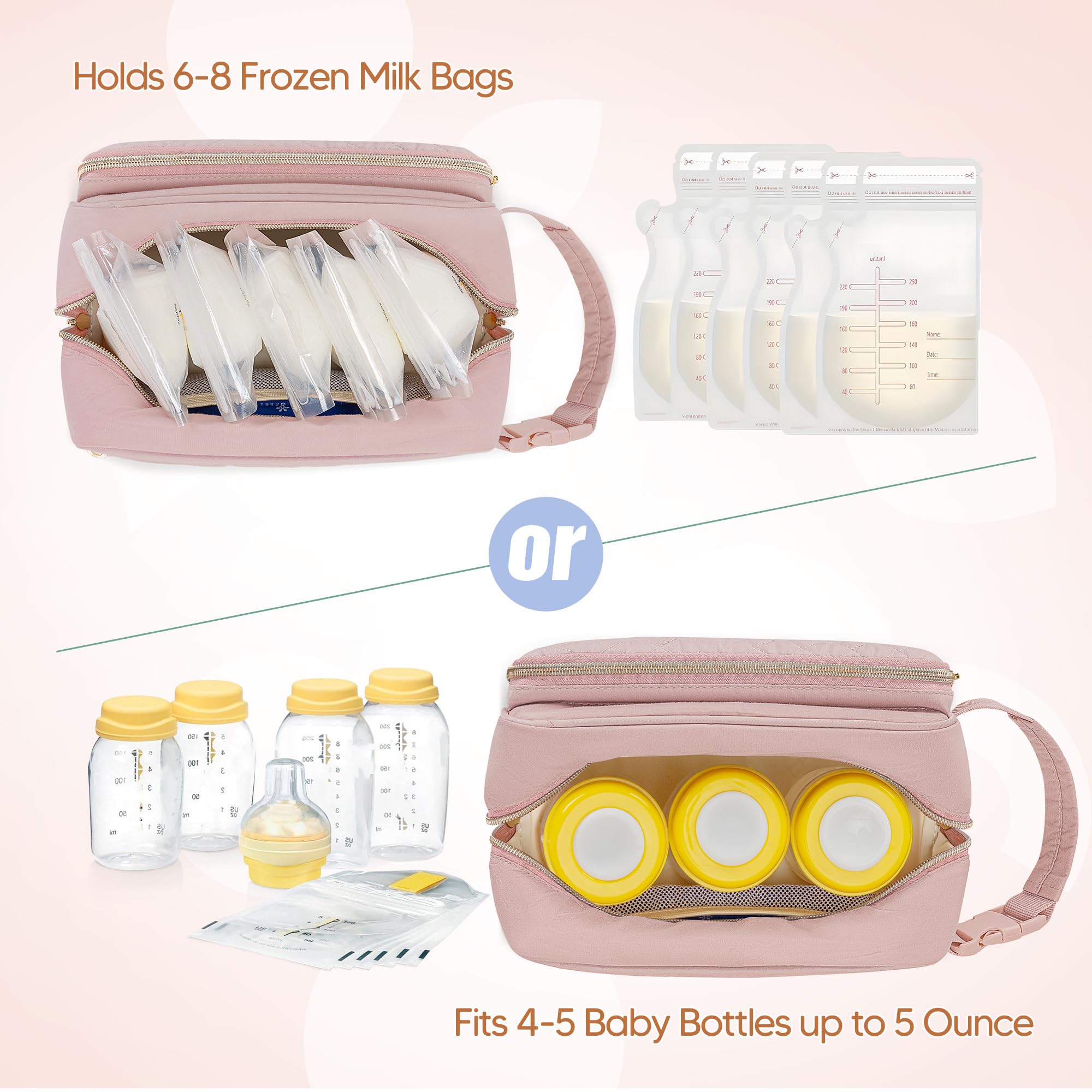 Damero breastmilk cooler bag side pocket offers quick access to essentials