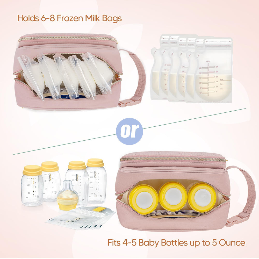 Damero breastmilk cooler bag side pocket offers quick access to essentials