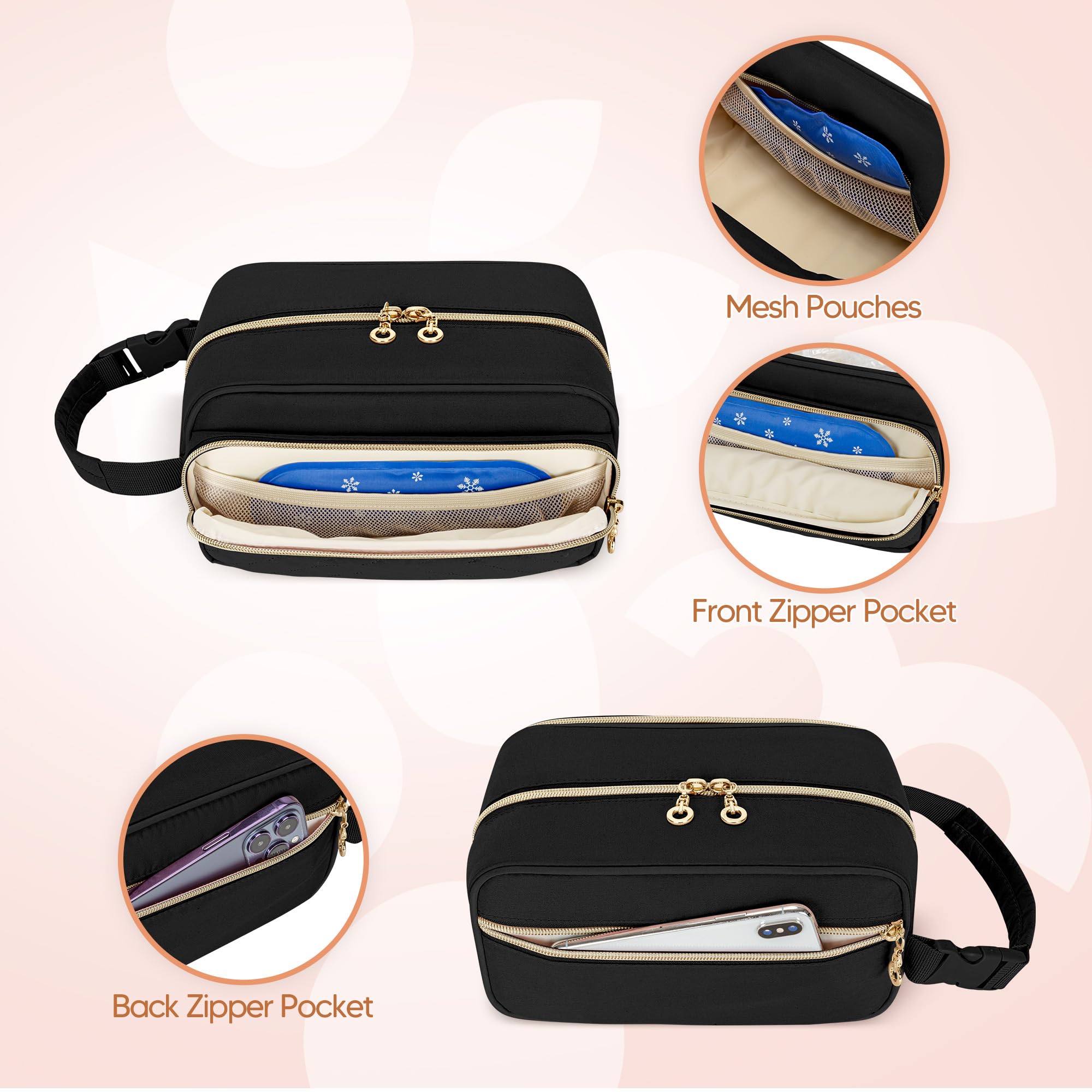 Damero Breastmilk Cooler Bag top view highlights easy-access two-way zippers.