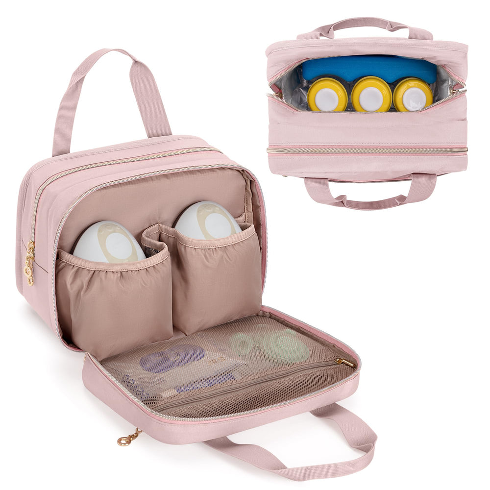 Damero Wearable Breast Pump Bag front pocket keeps essentials organized for on-the-go moms.