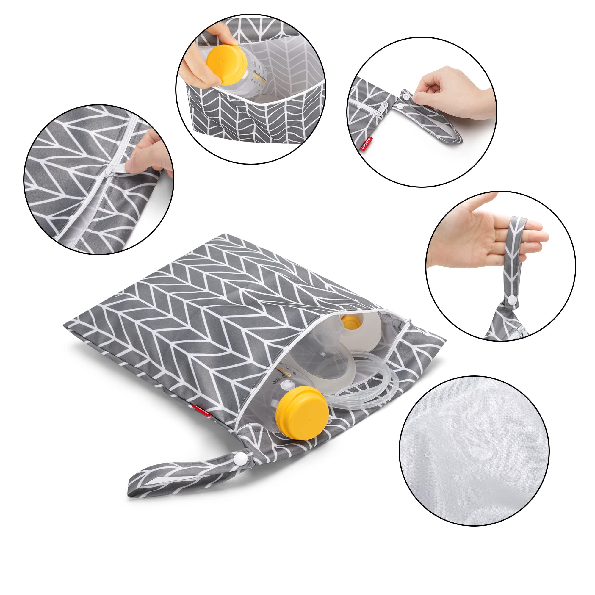 Damero wet-dry bag with folded waterproof mat for easy cleanups on the go