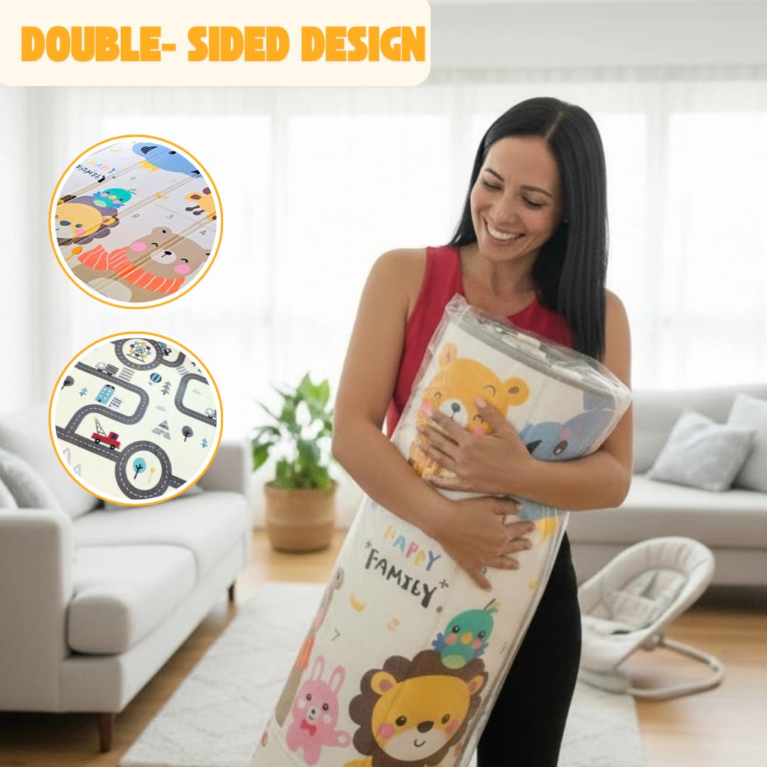 DAN&GO extra-large play mat double-sided beige offers versatile floor fun.
