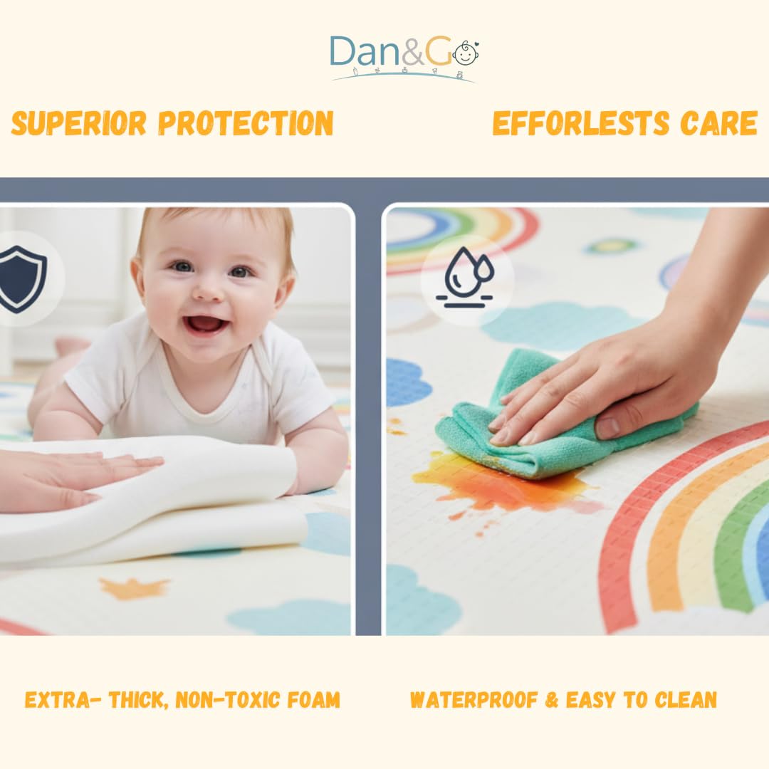 DAN&GO extra-large play mat portable design enables easy setup anywhere.