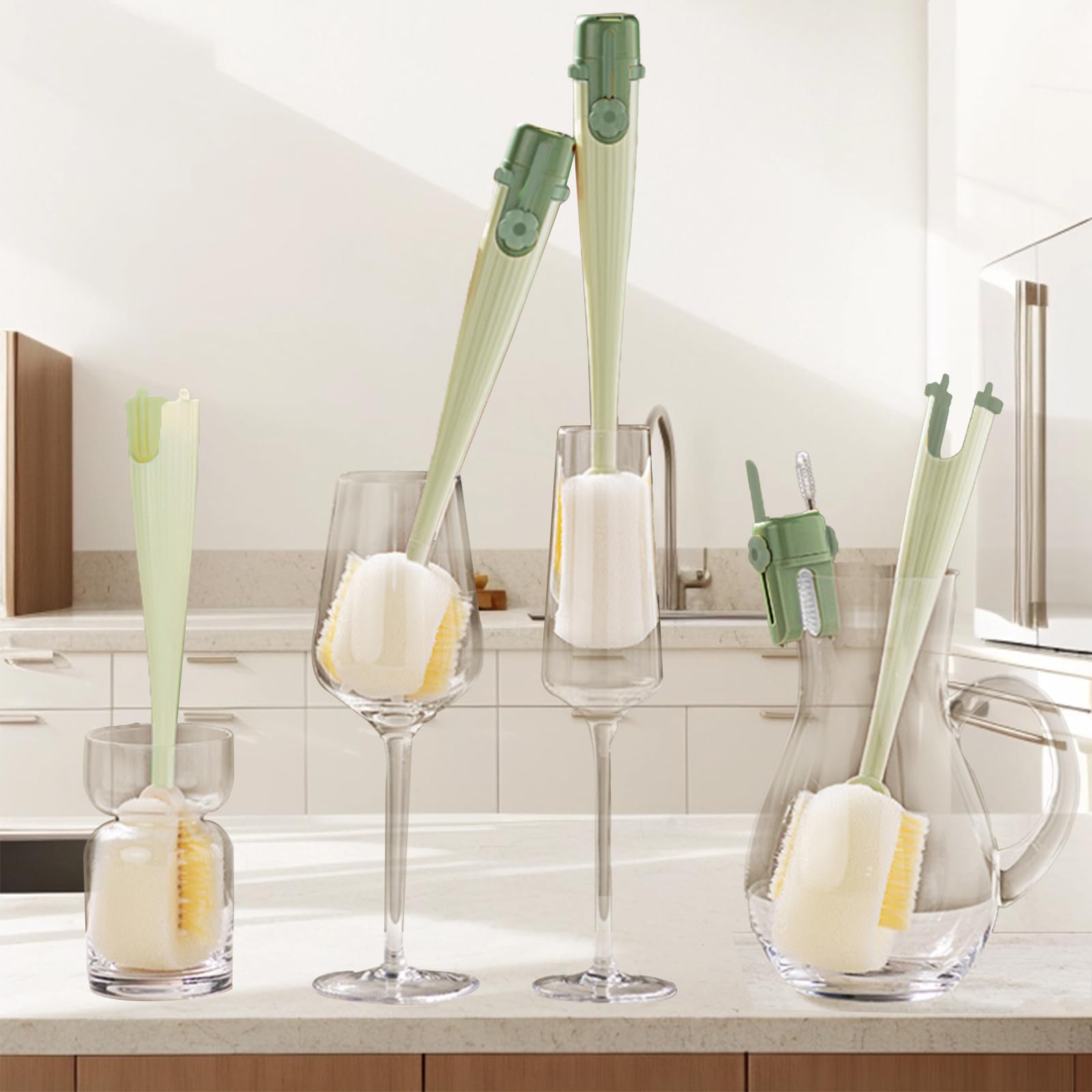 Dancepanda water bottle cleaner 12-inch handle cleans tall bottles with ease.