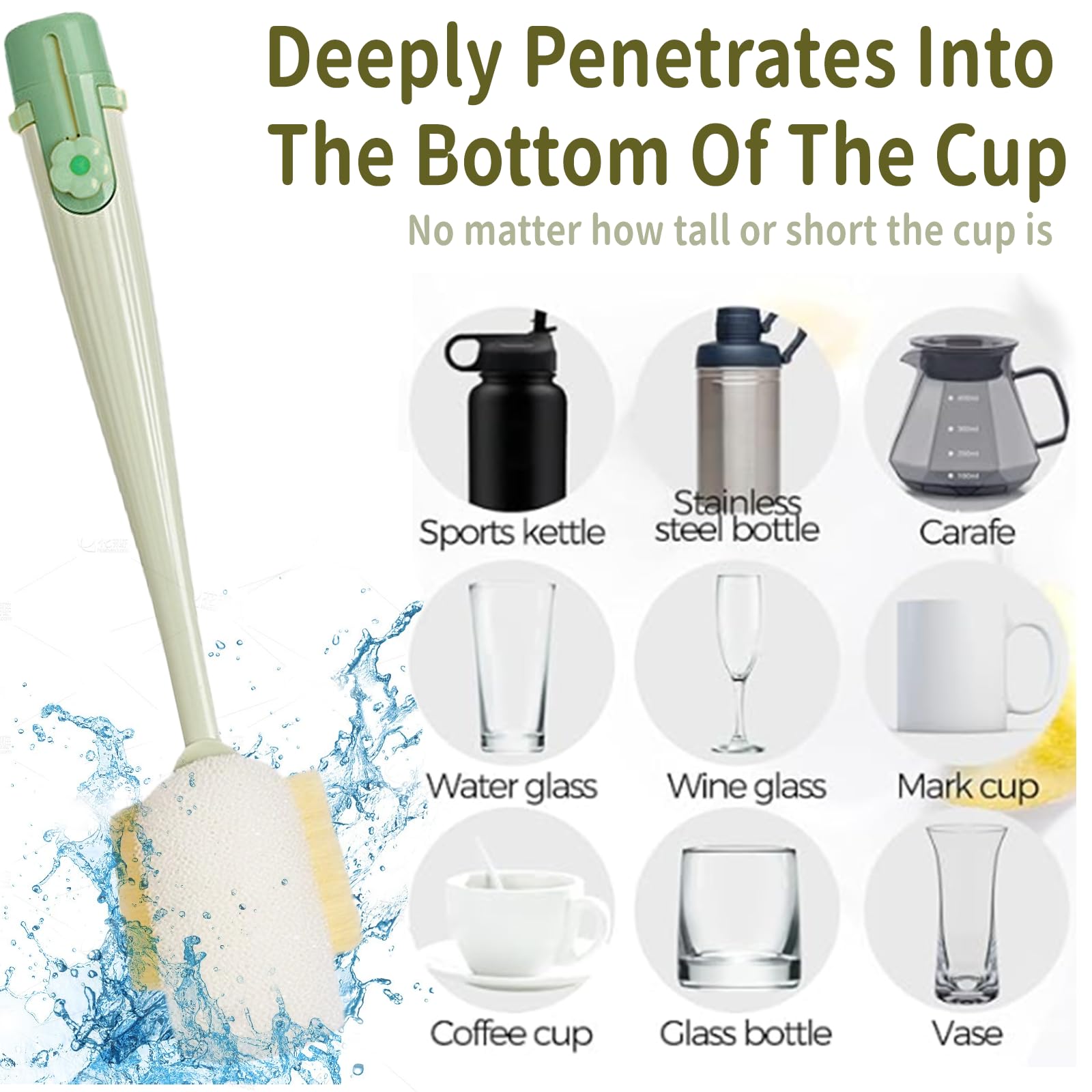 Dancepanda water bottle cleaner crevice brush tackles hard-to-reach corners.