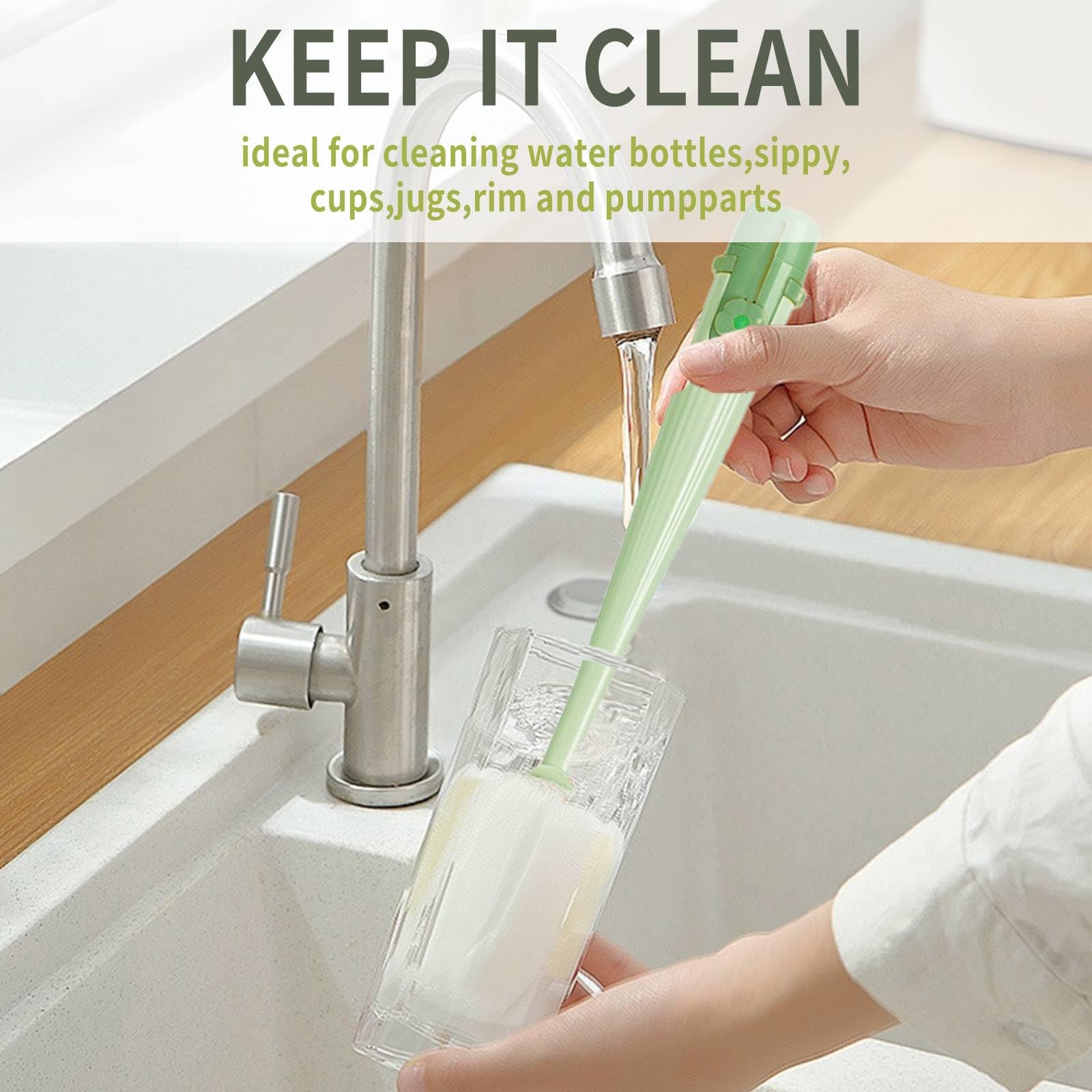 Dancepanda water bottle cleaner straw cleaner reaches narrow straws for rinse.