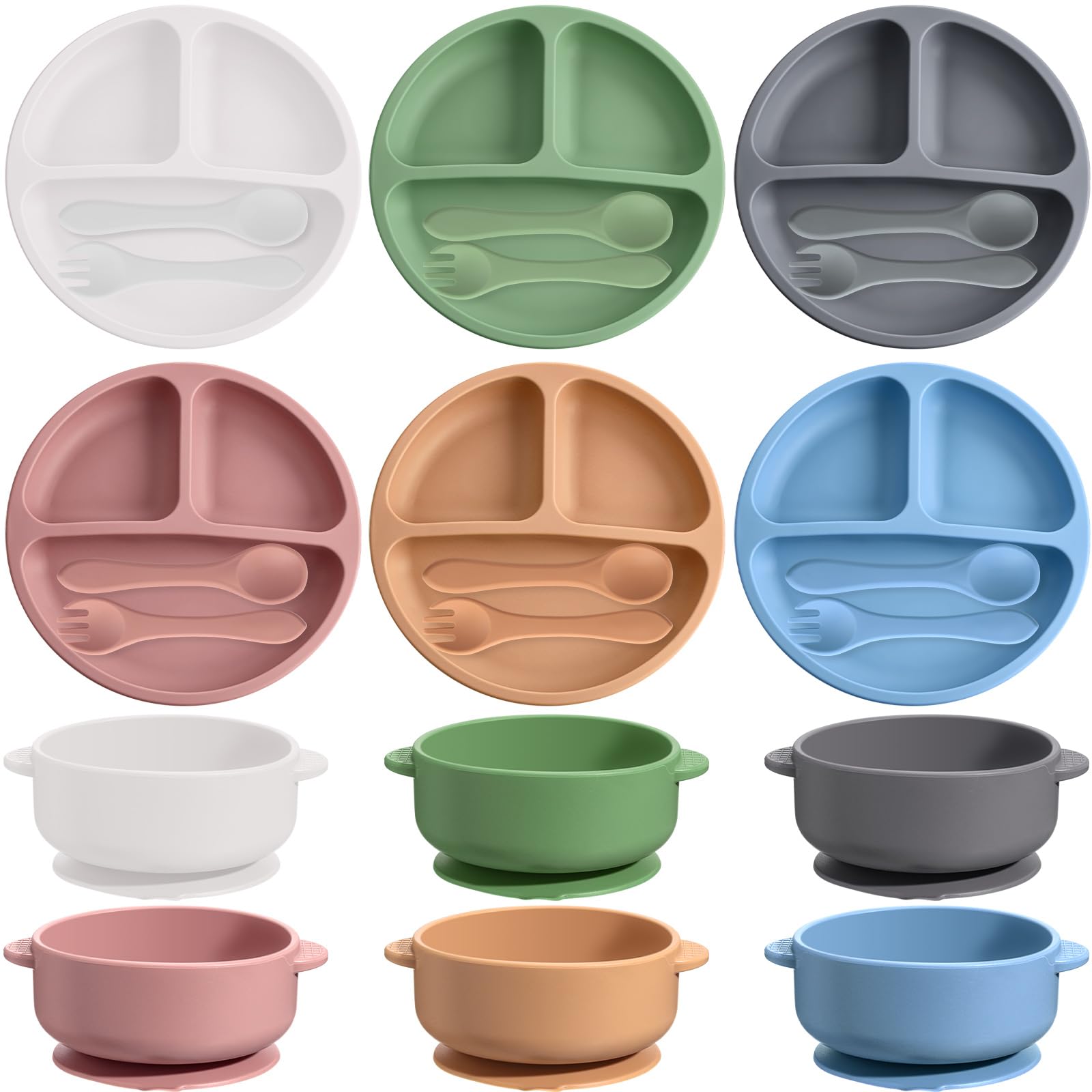 Dandat silicone baby bowls suction bottom prevent spills during meals.