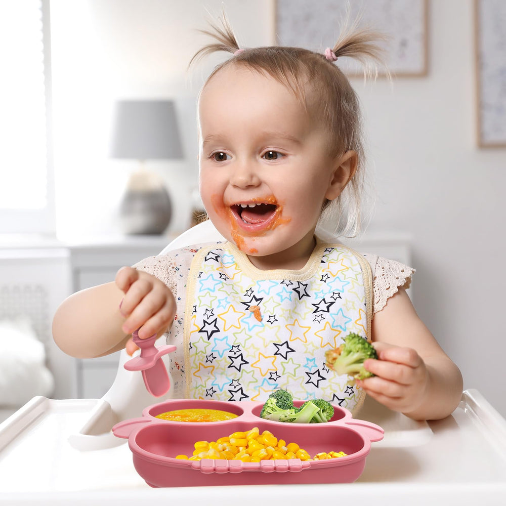 Dandat suction plate in use on table for mess-free feeding