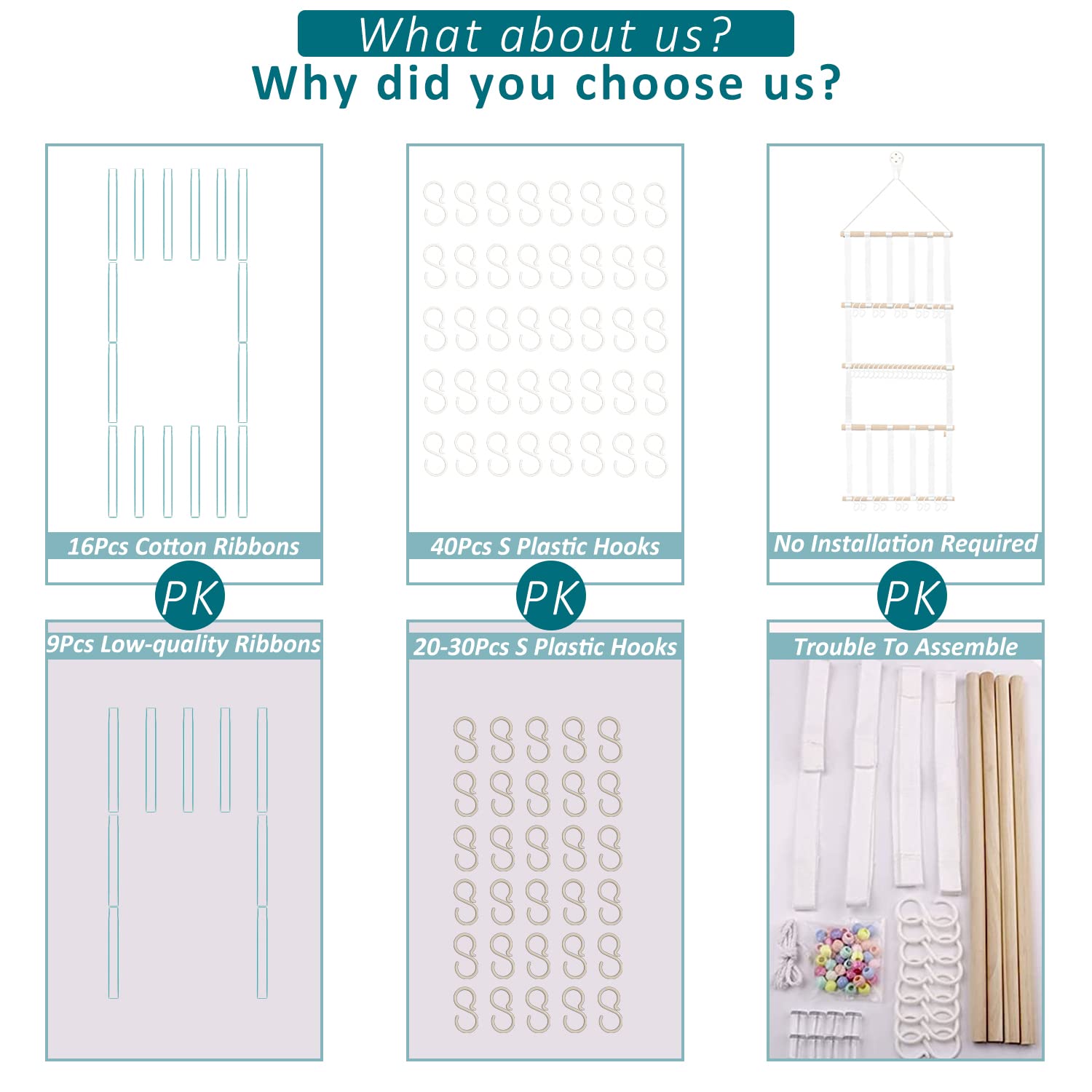Danightime detachable ribbons display 16pcs for customizable decor.