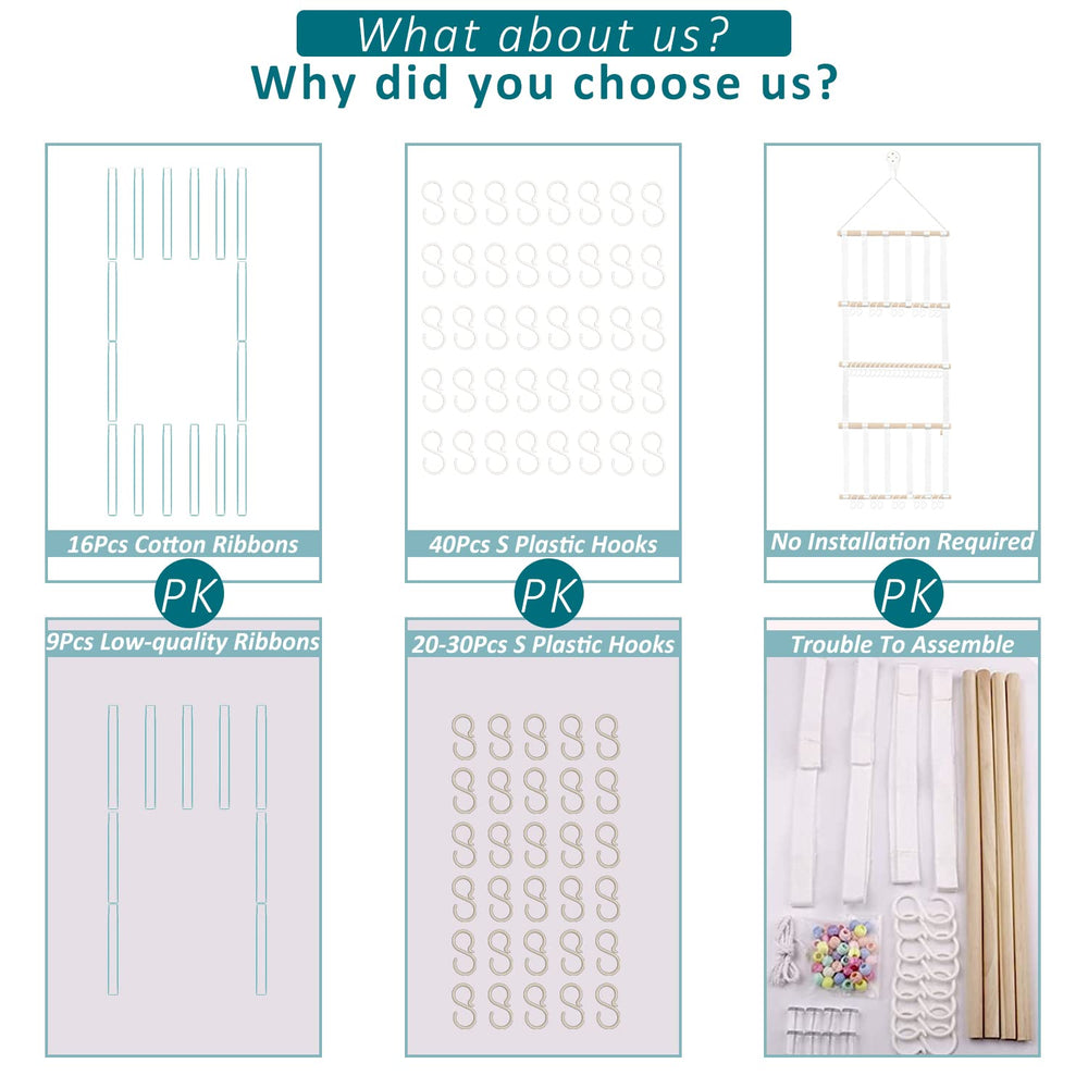Danightime detachable ribbons display 16pcs for customizable decor.