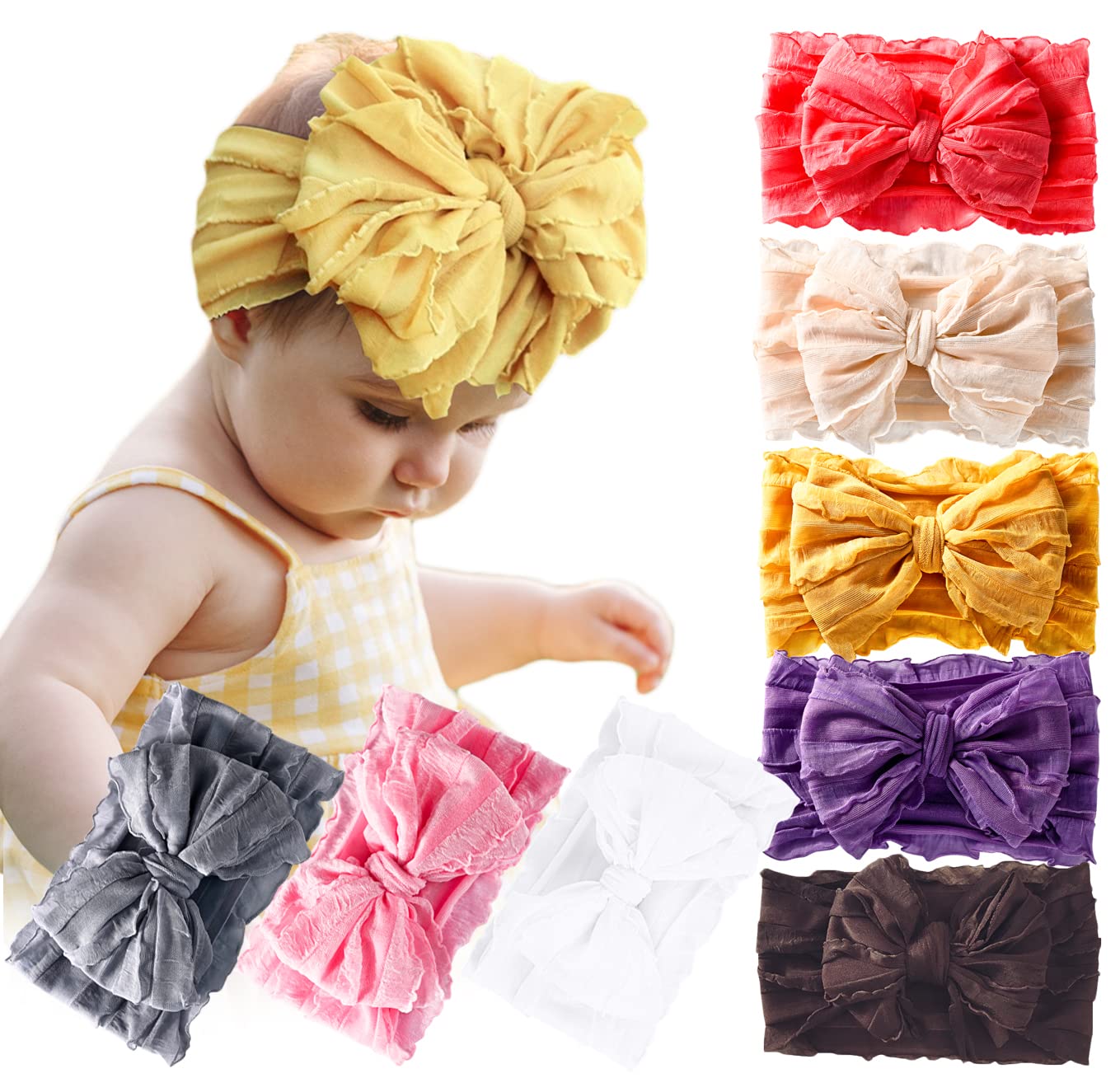 DANMY baby headband with elastic band offers gentle stretch for all-day comfort.