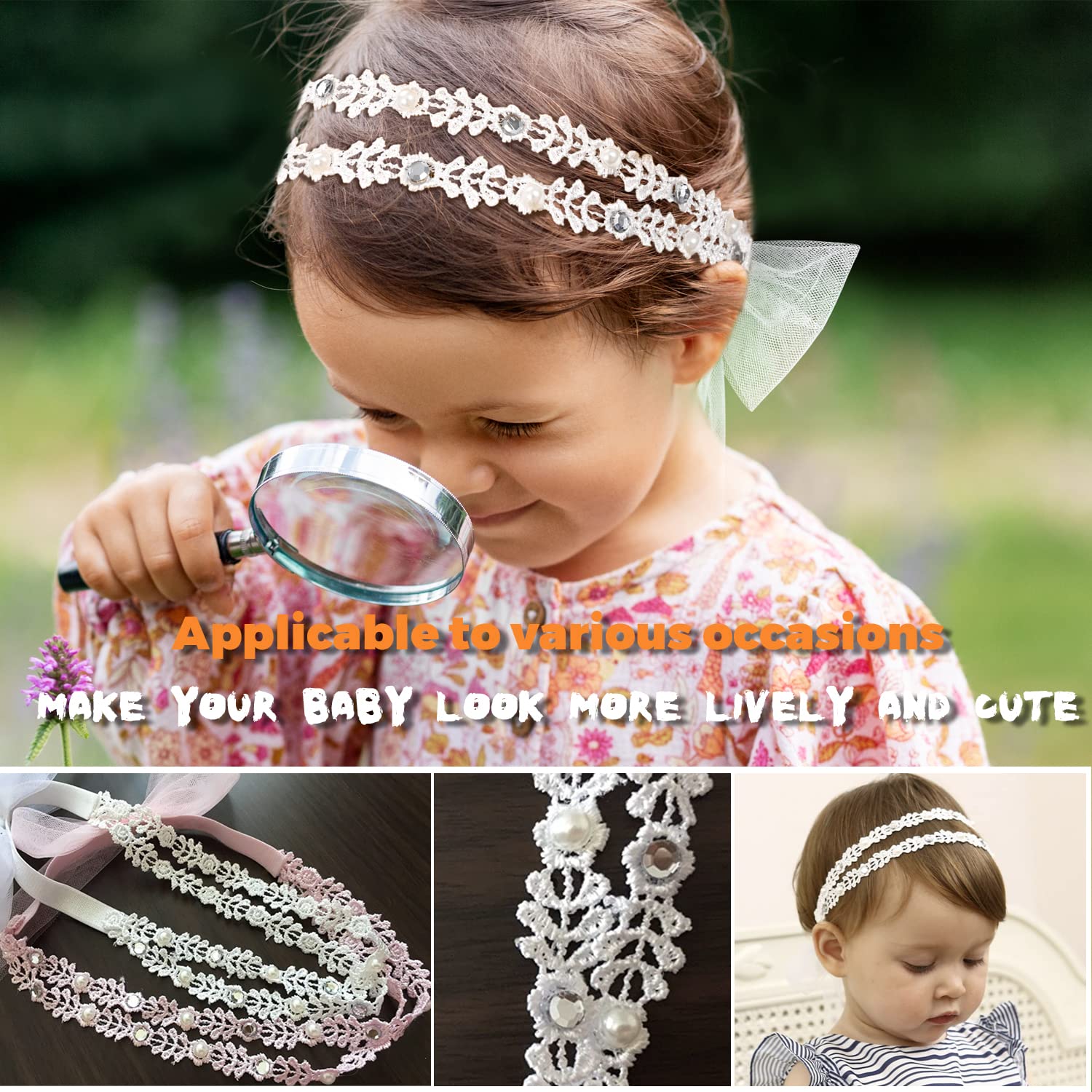 DANMY baby headband pearl and diamond ornament boosts cute photos