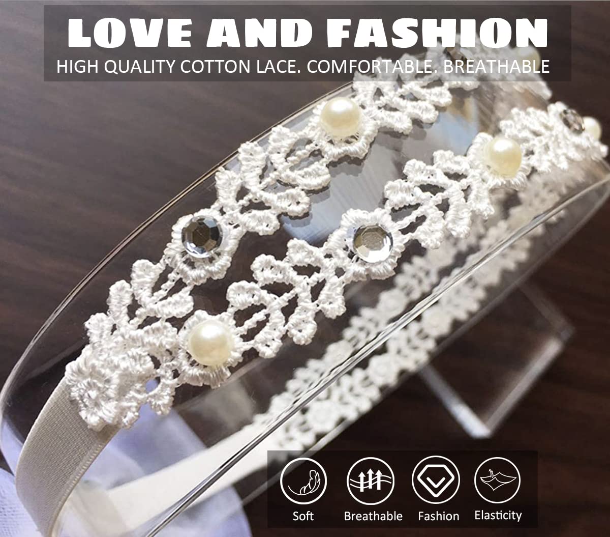 DANMY baby headband white lace bow for delicate fashion appeal