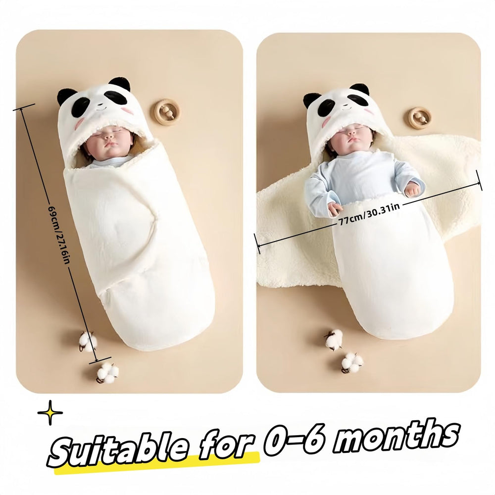 Danolt swaddle blanket wrapped baby demonstrates secure Velcro for easy daily use.