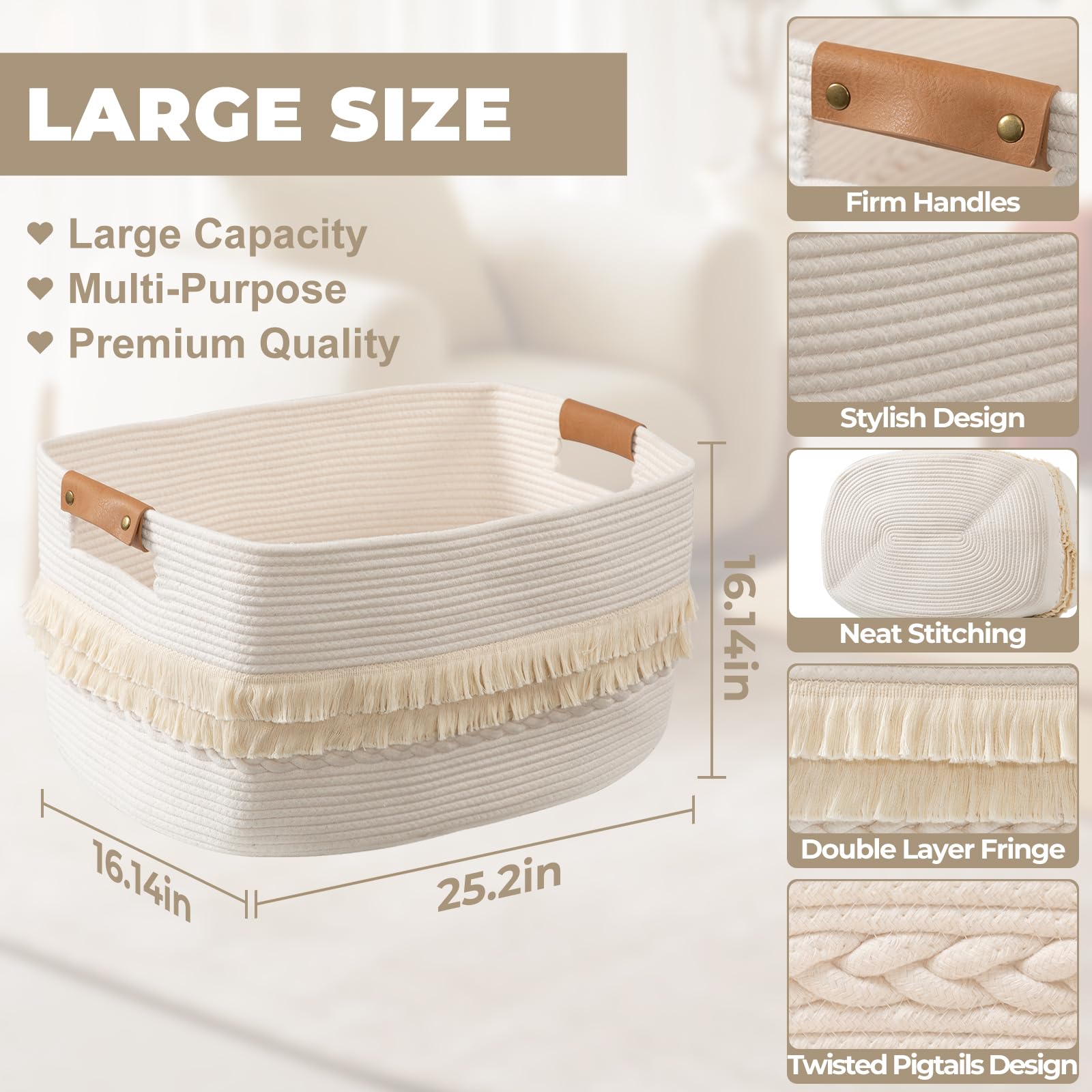 danpinera 108L large basket folded storage demonstrating space-saving organization in a closet
