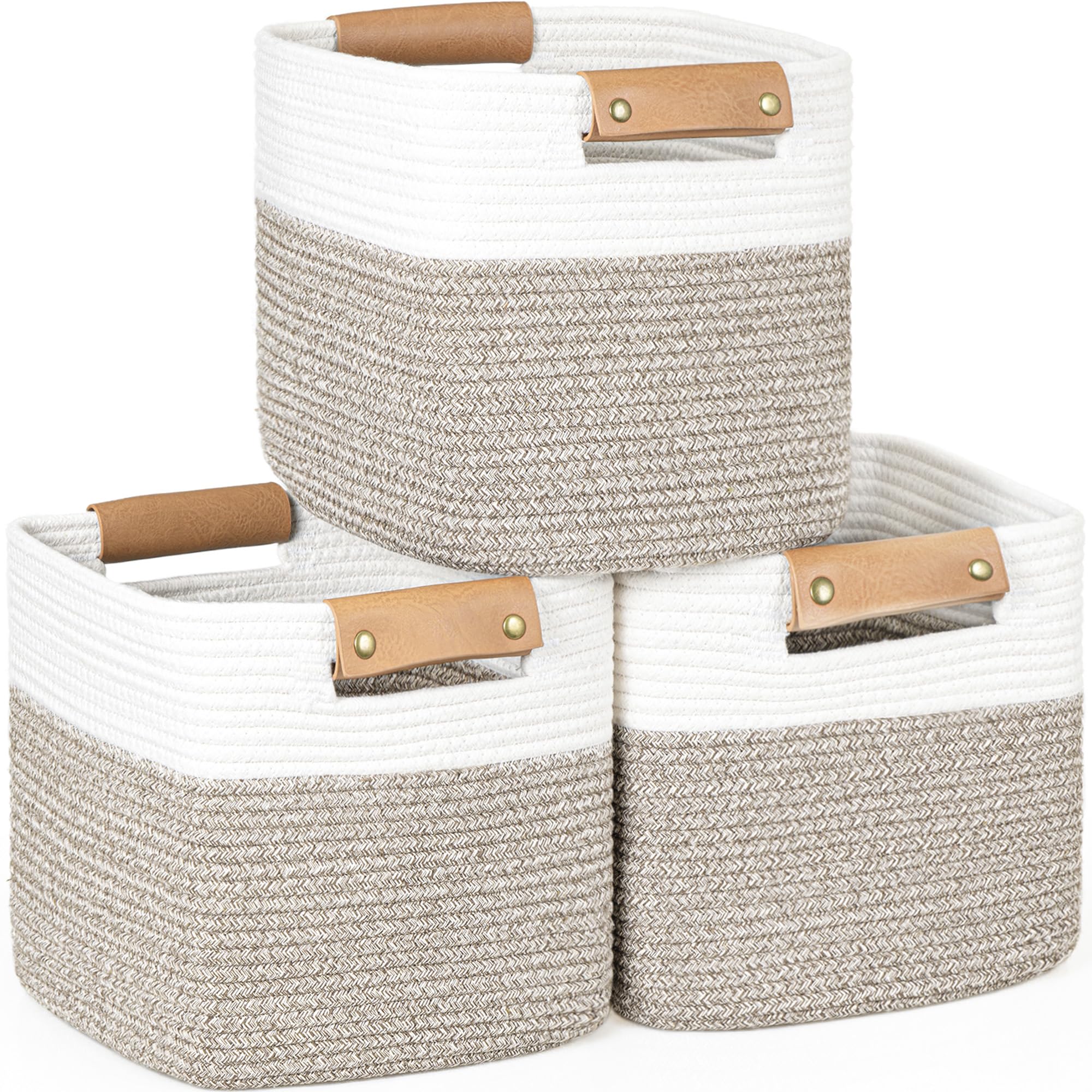 danpinera 11inch storage basket set front view for clutter-free shelves