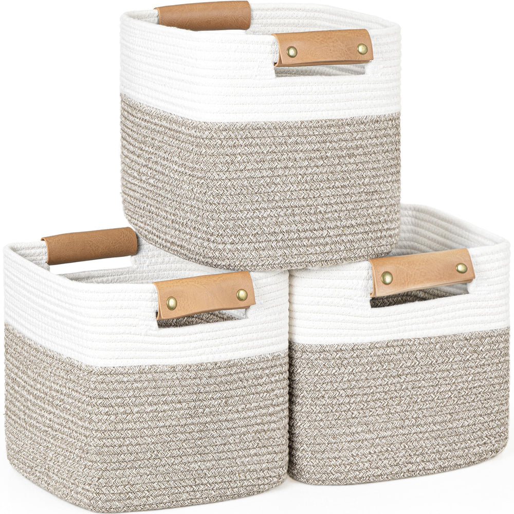 danpinera 11inch storage basket set front view for clutter-free shelves