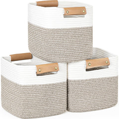 danpinera 11inch storage basket set front view for clutter-free shelves