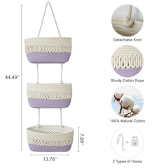Danpinera 3-tier hanging wall basket in nursery demonstrates organized toy and diaper storage solution.