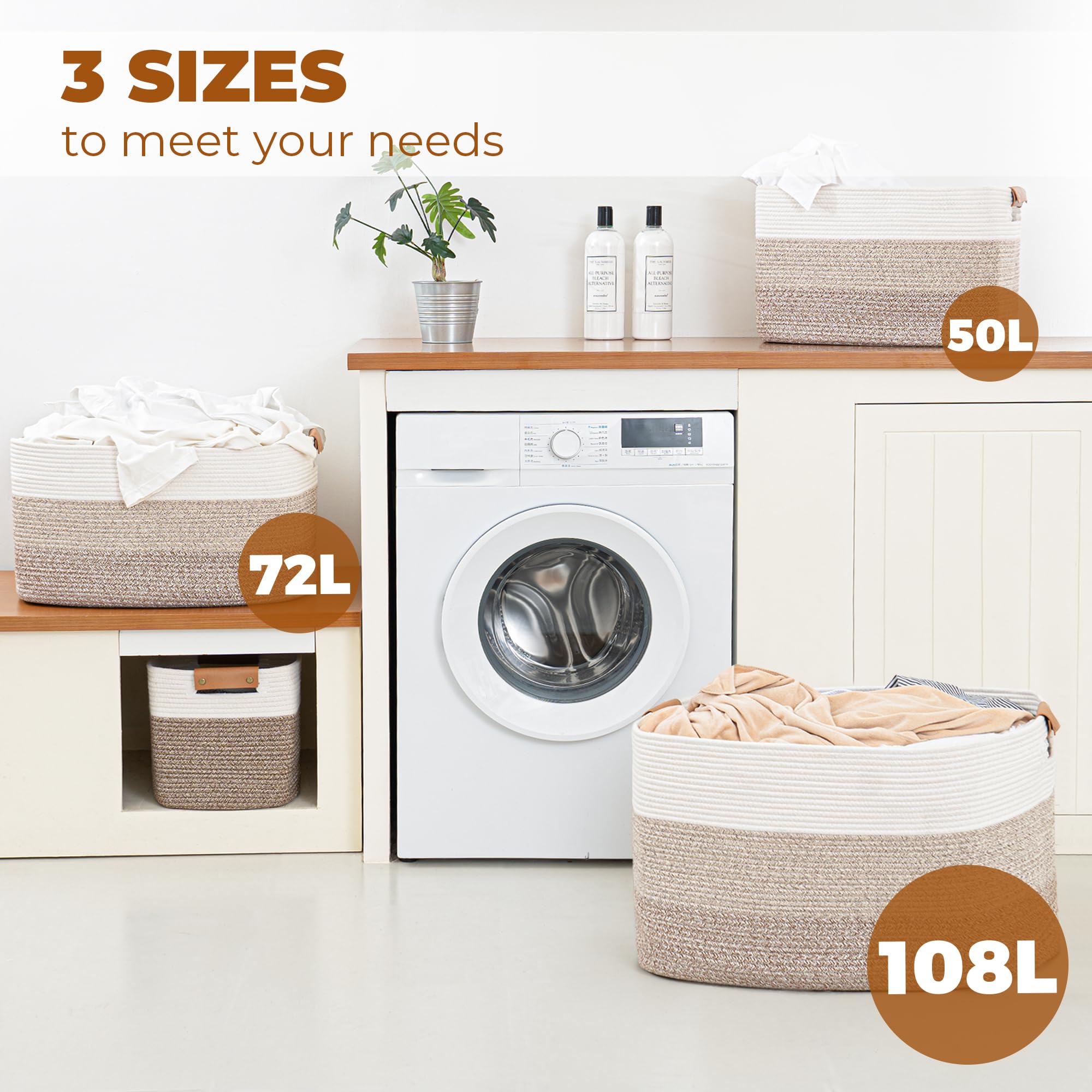 danpinera Blanket Basket leather handle adds style and durability.