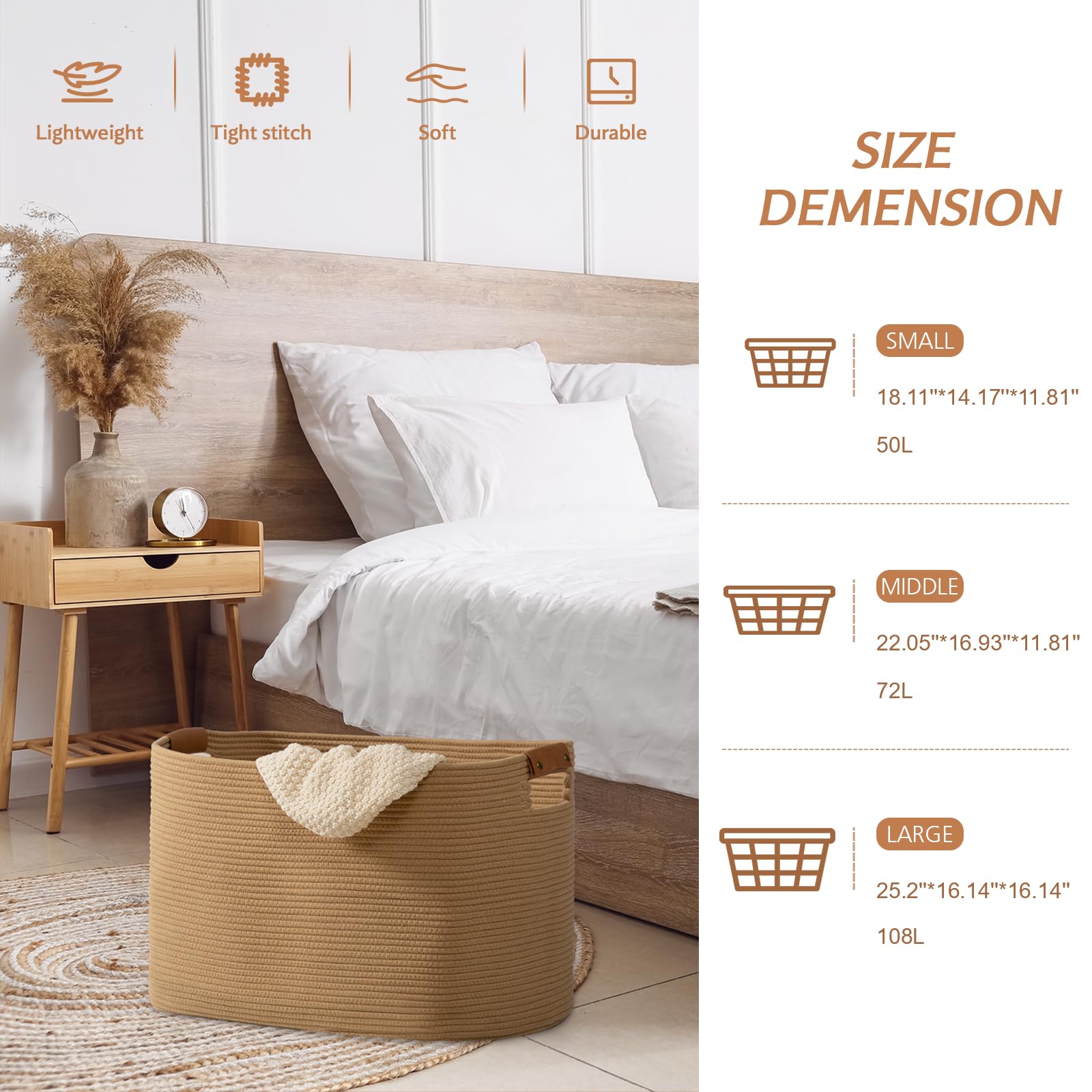 danpinera blanket basket folded flat for space-saving storage