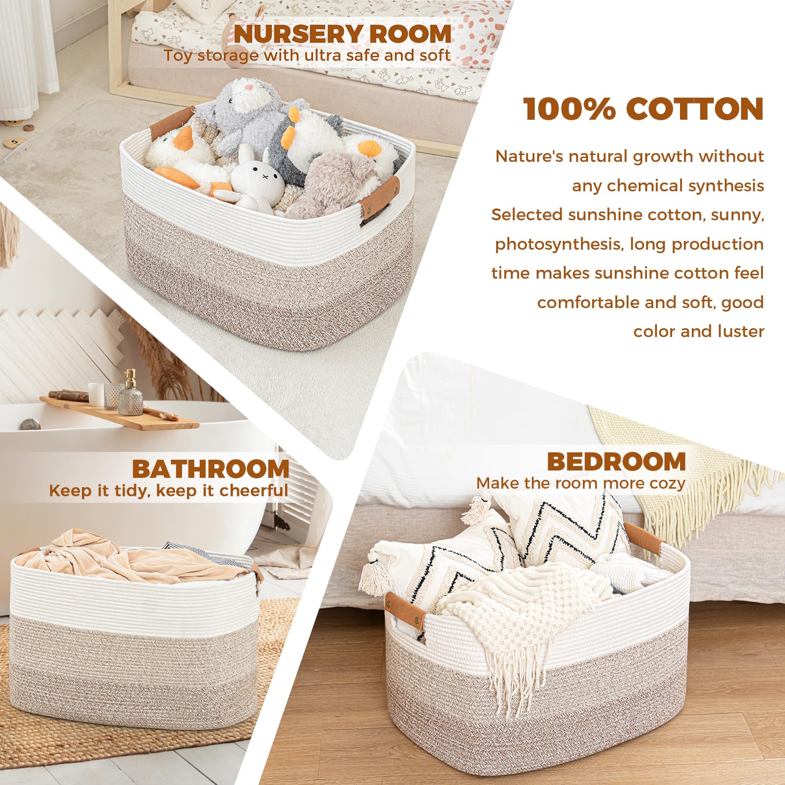 danpinera Blanket Basket folded storage demonstrates space-saving design.