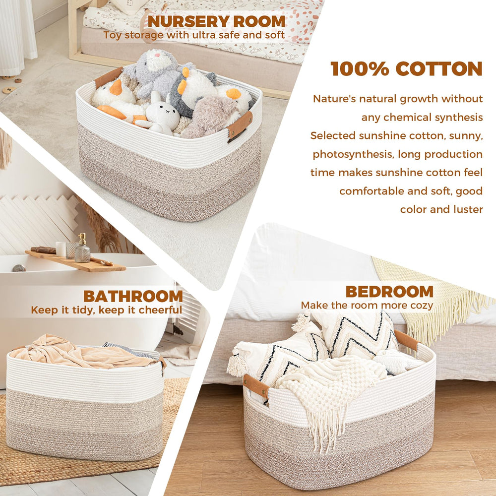 The gradient brown color of the danpinera basket complements cozy home decor.