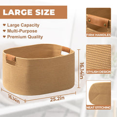 danpinera blanket basket leather-handle close-up highlighting durable leather and metal snap.