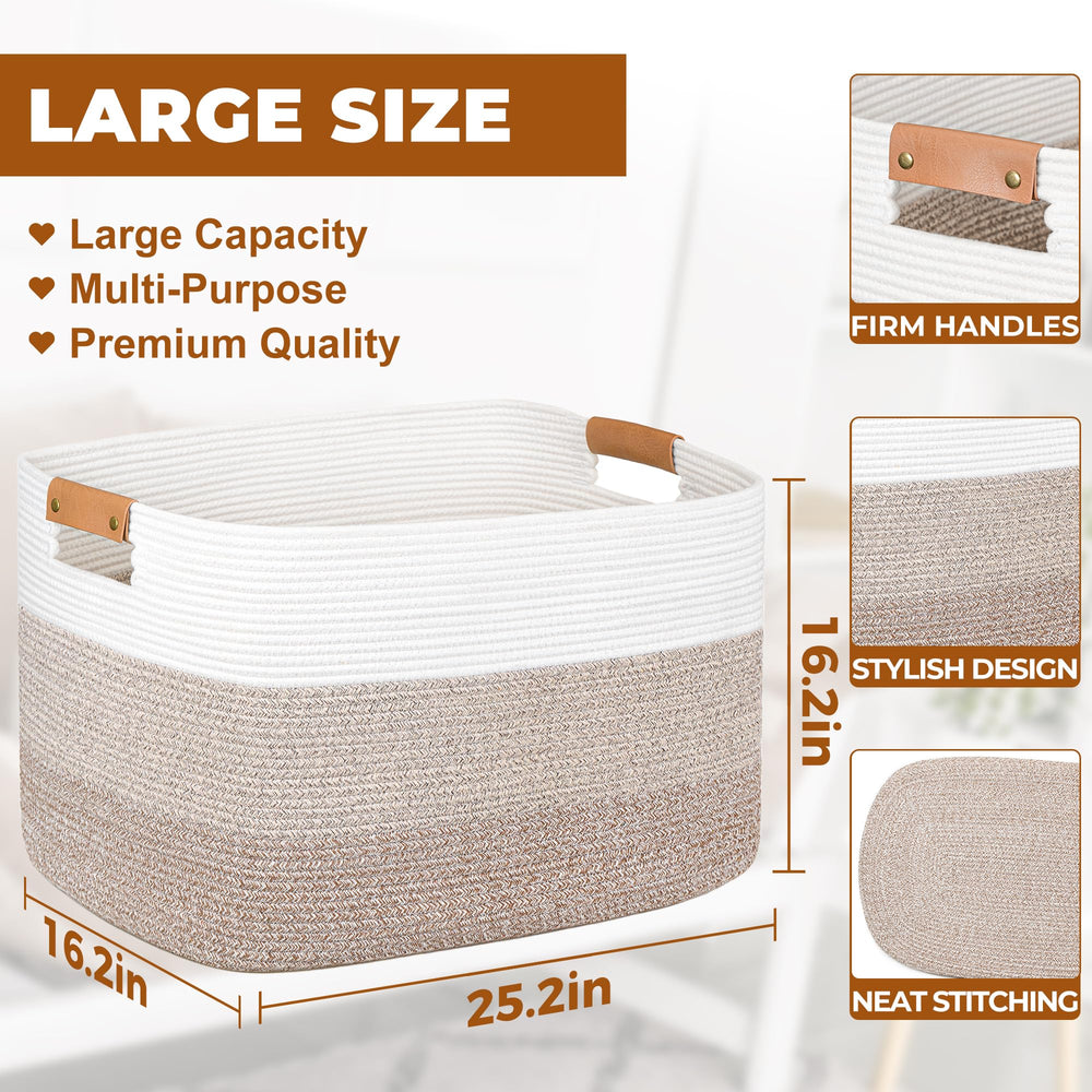 The danpinera basket with leather handles adds style and easy carry for the living room.