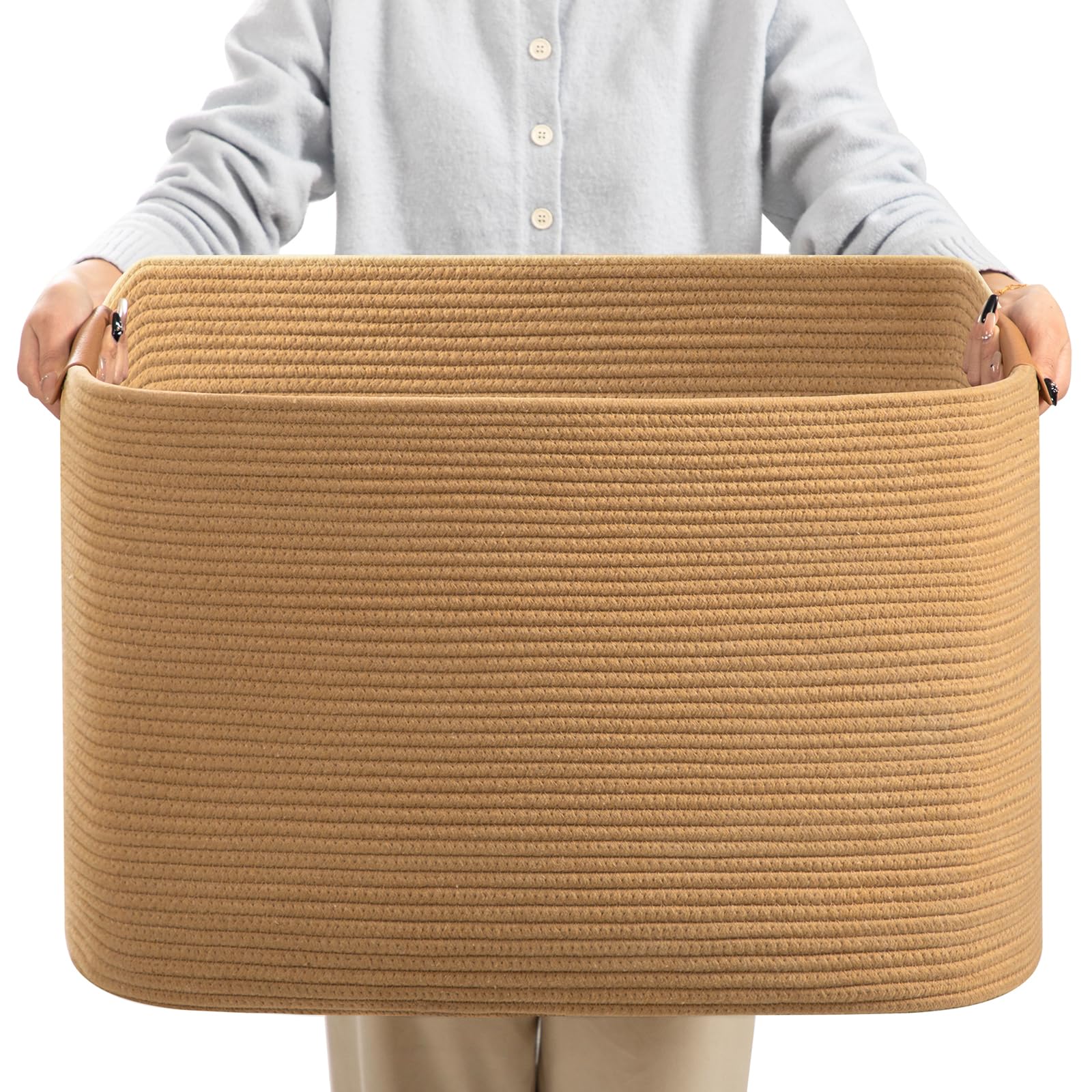 danpinera blanket basket open top view showing roomy interior for blankets