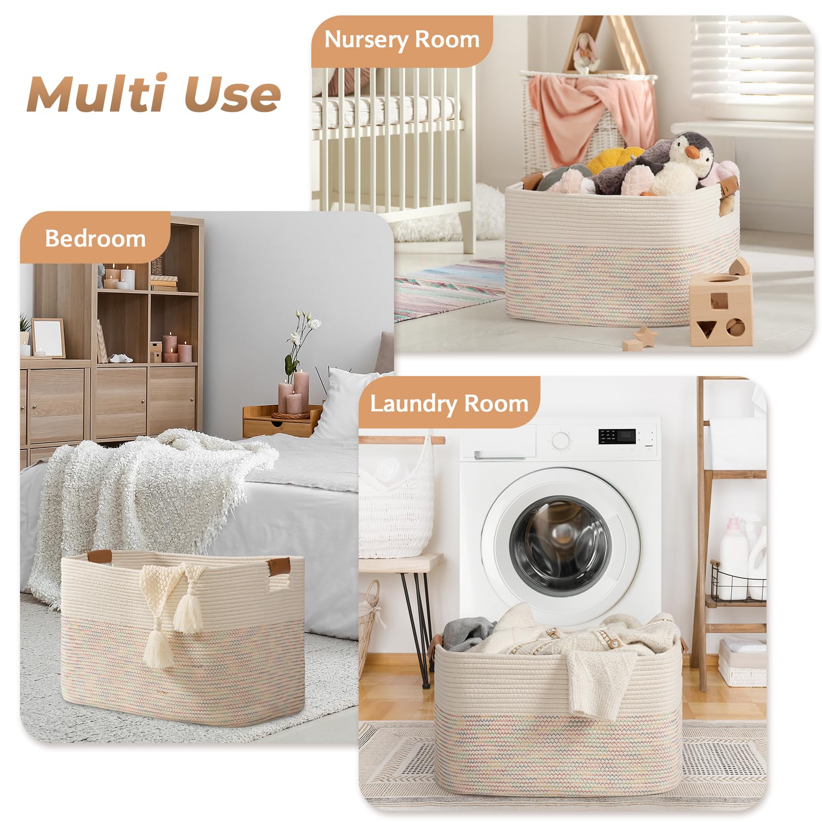 Danpinera cotton rope storage texture highlights natural material.