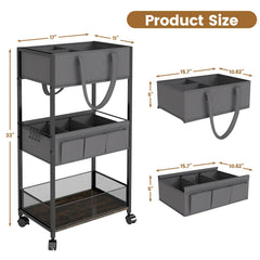 Danpinera diaper caddy side view with 360-degree wheels for easy mobility.