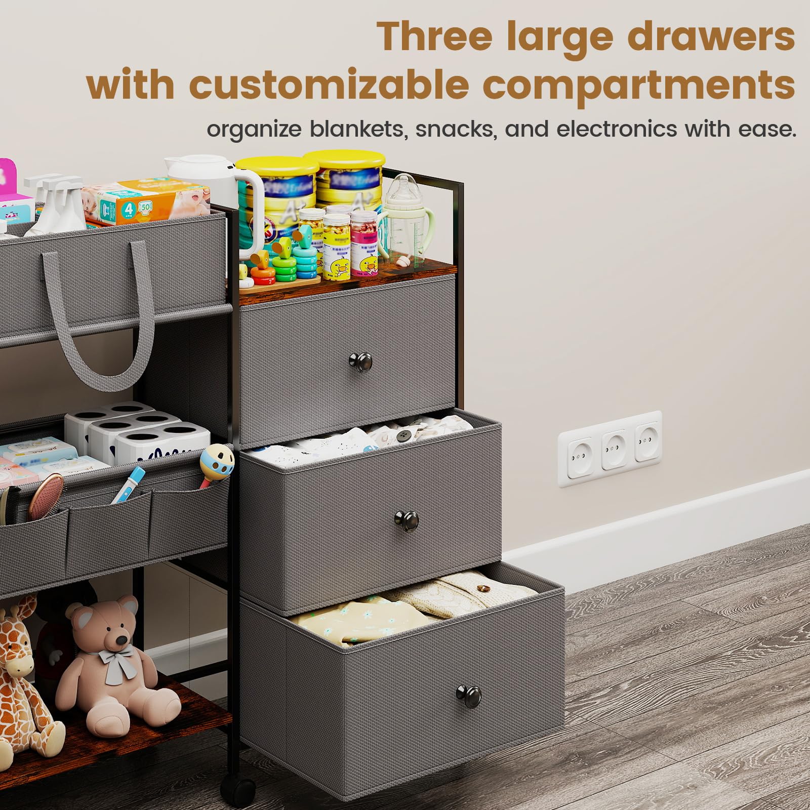 Danpinera diaper caddy front pocket holds small essentials within reach
