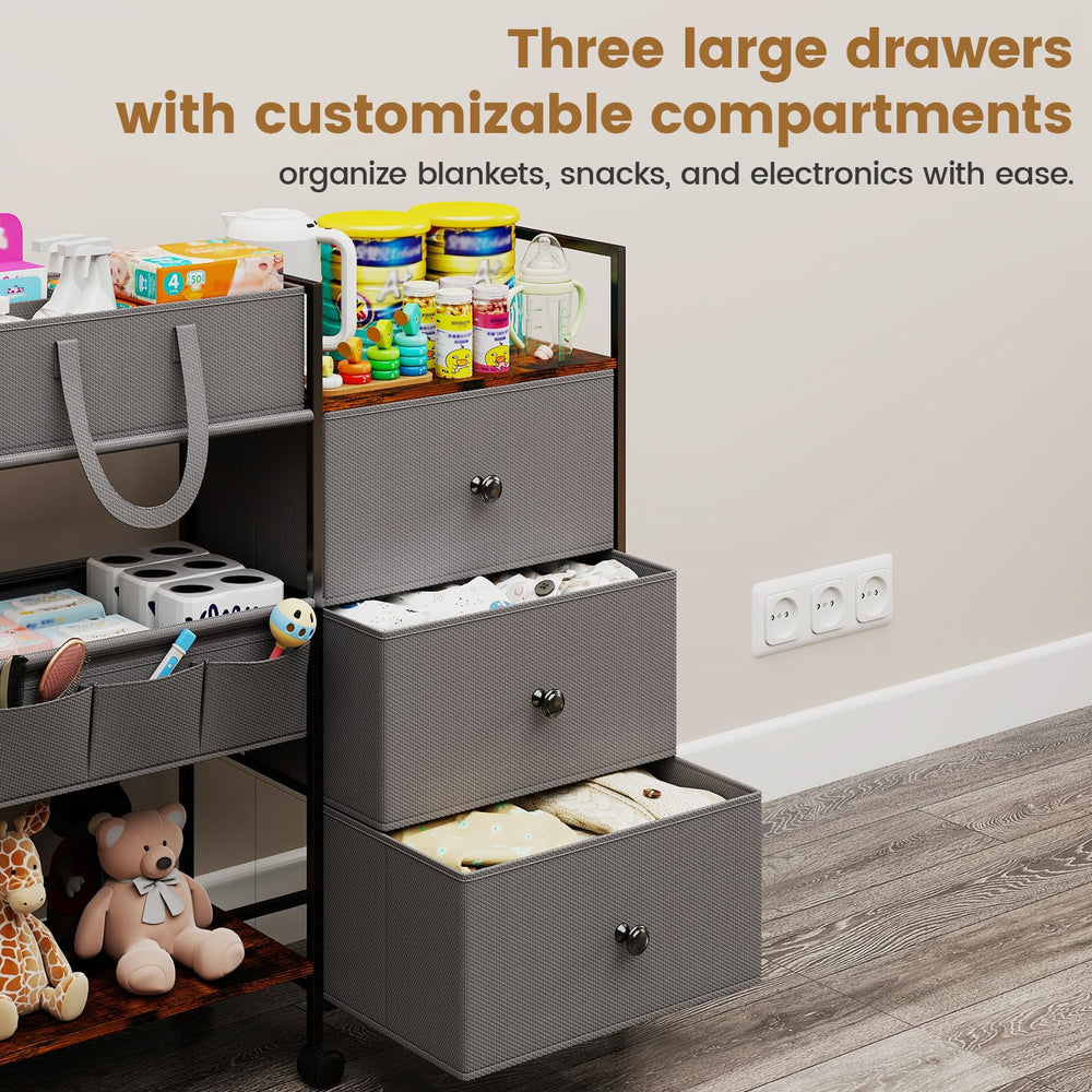 Danpinera diaper caddy front pocket holds small essentials within reach