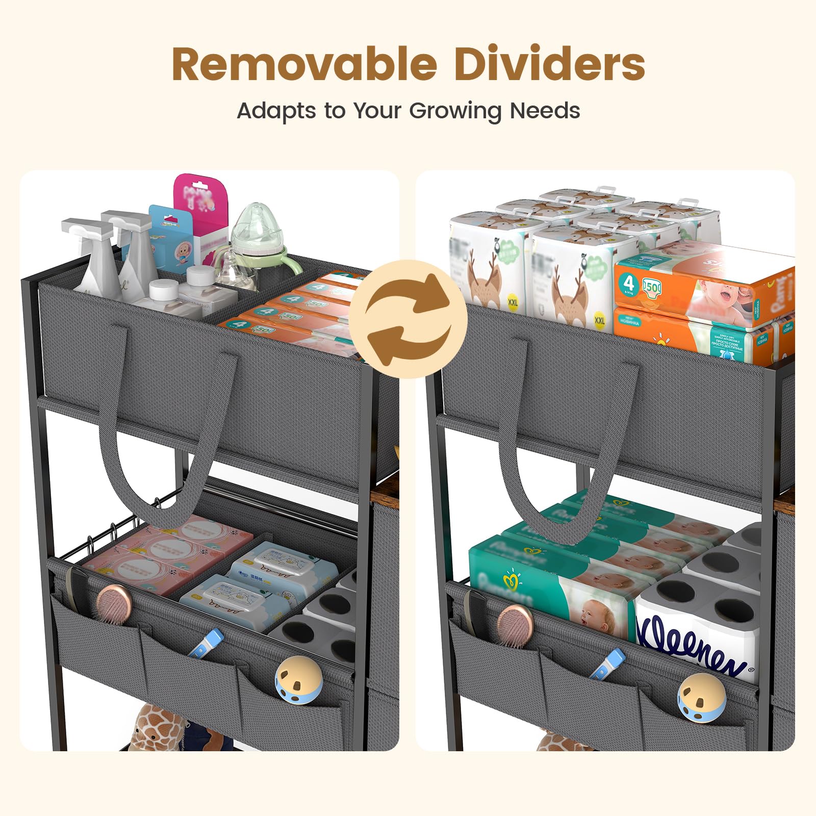 Danpinera diaper caddy removable dividers keep spacing flexible
