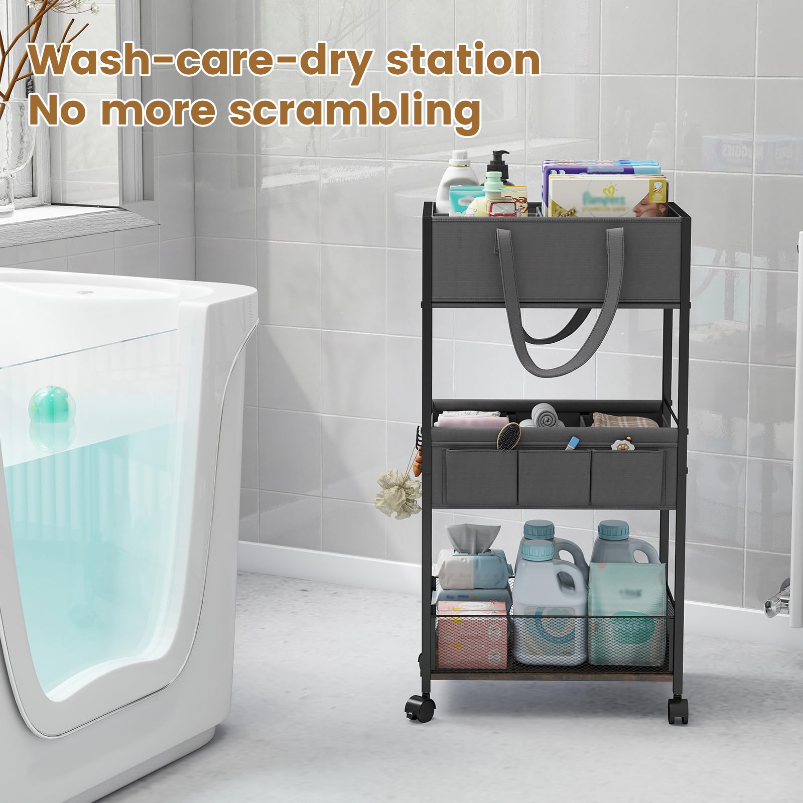 Sturdy frame of Danpinera diaper caddy designed for daily use.