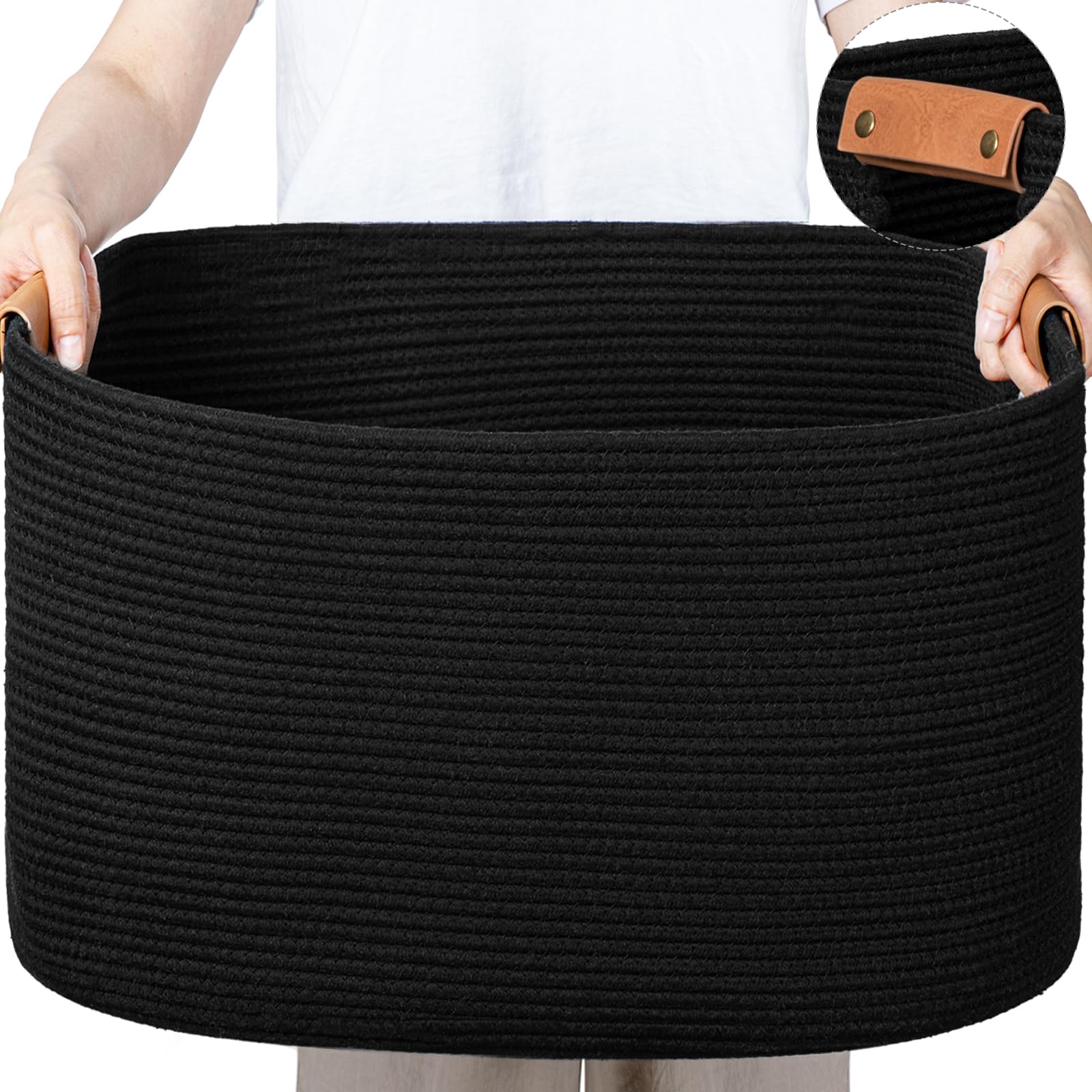 Danpinera large woven basket 108L blanket storage for organized living room.