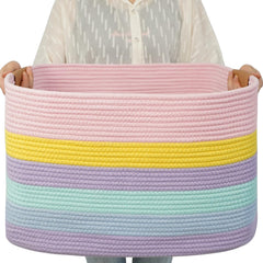 Danpinera laundry basket front view showing spacious blanket storage.