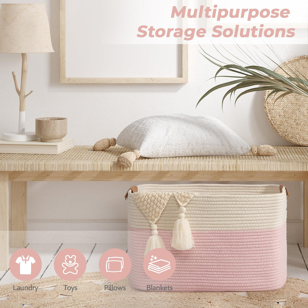 danpinera laundry-room storage basket neatly organizes linens