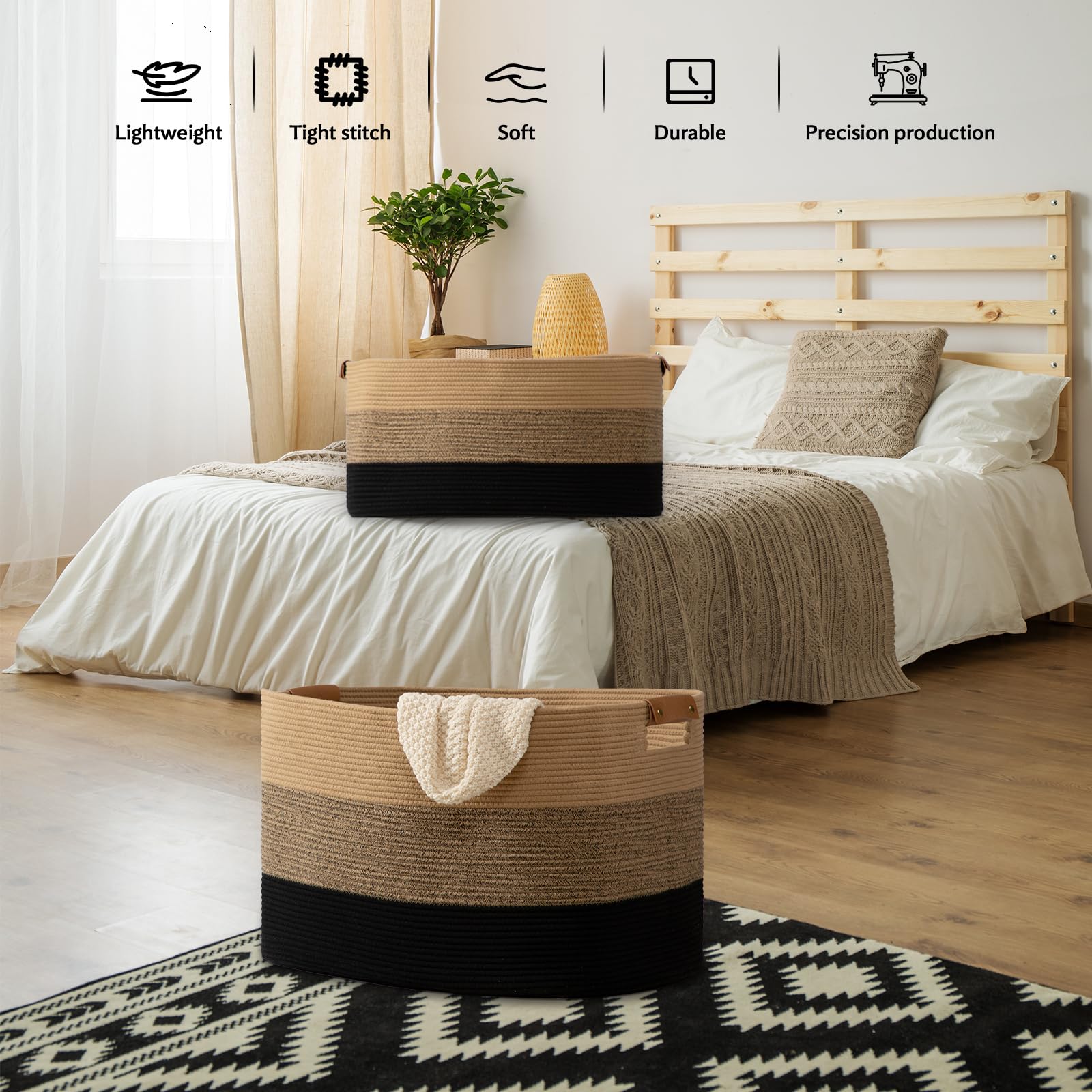Danpinera living room storage basket placed for versatile decor and organization.