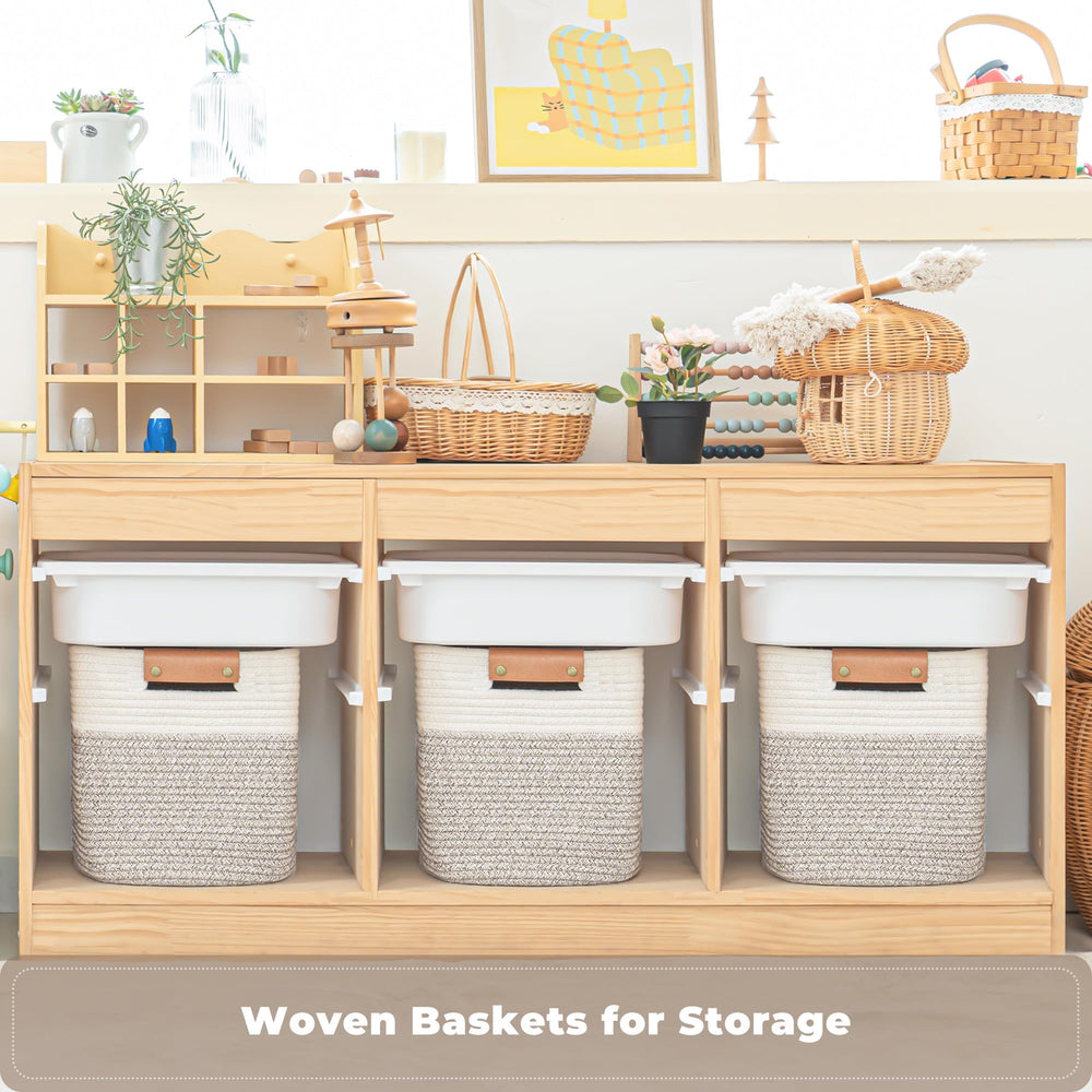 danpinera nursery basket white and mixed brown organized toys and essentials