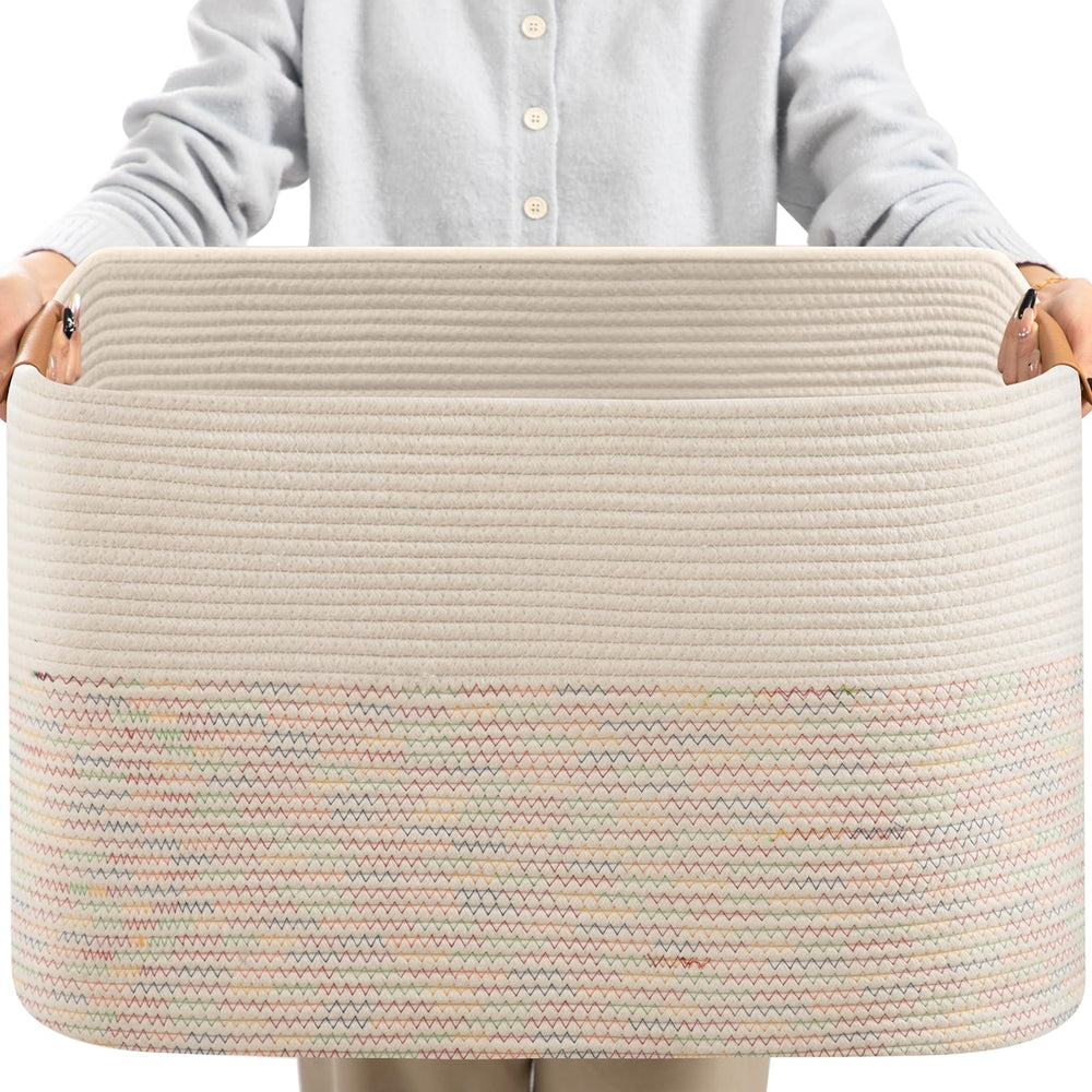 Danpinera rainbow 108L basket front view with ample blanket storage.